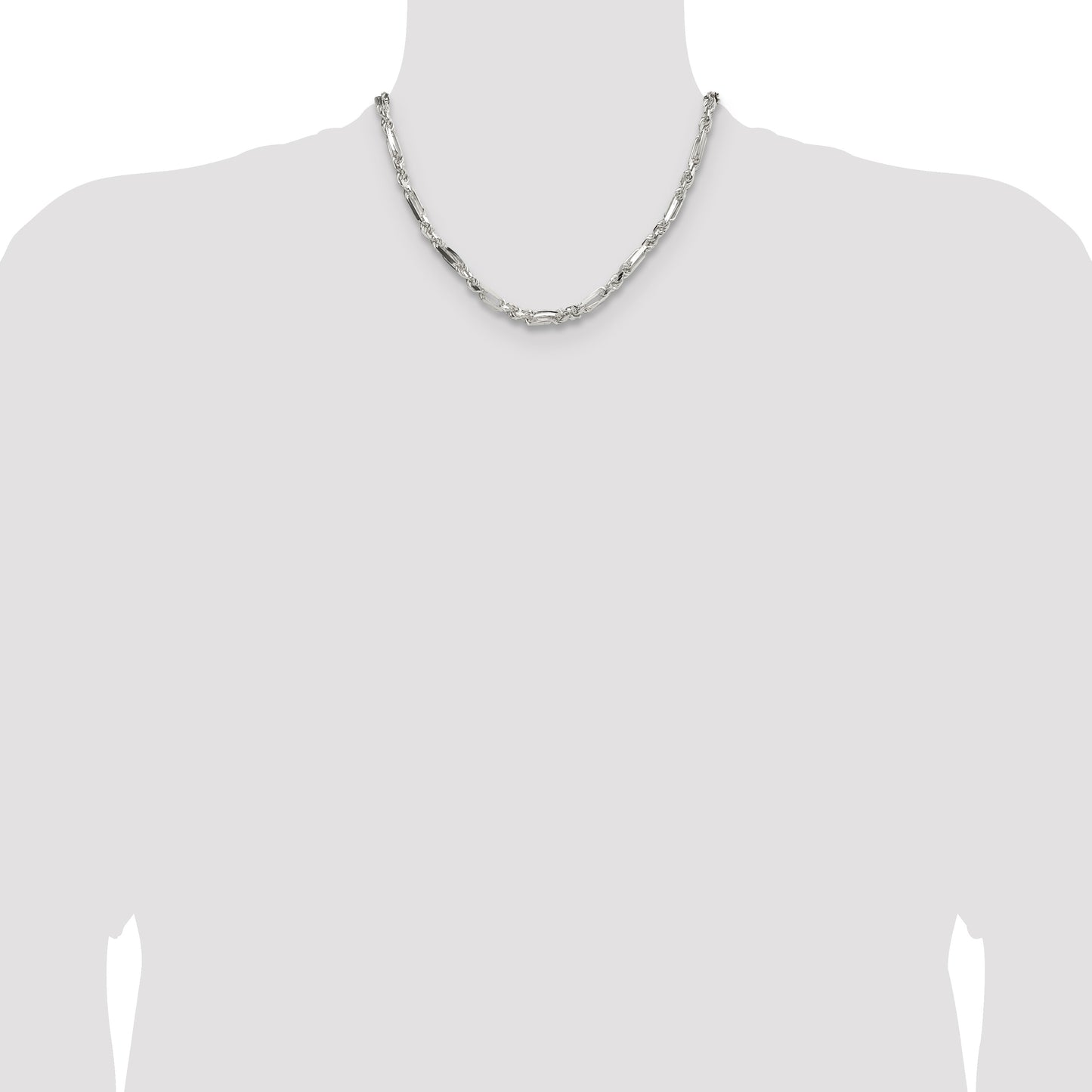 Sterling Silver 4.75mm D/C Figarope Chain