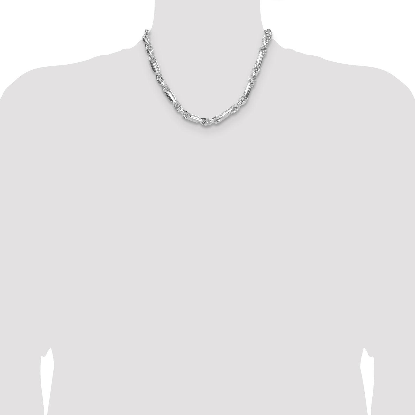 Sterling Silver 8mm D/C Figarope Chain