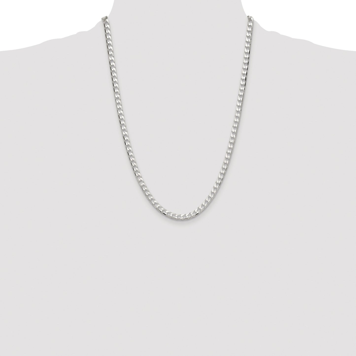 Sterling Silver Rhodium-plated 5mm D/C Square Curb Chain
