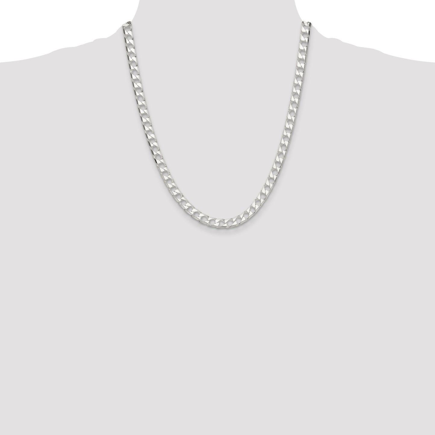 Sterling Silver 5.75mm D/C Square Curb Chain