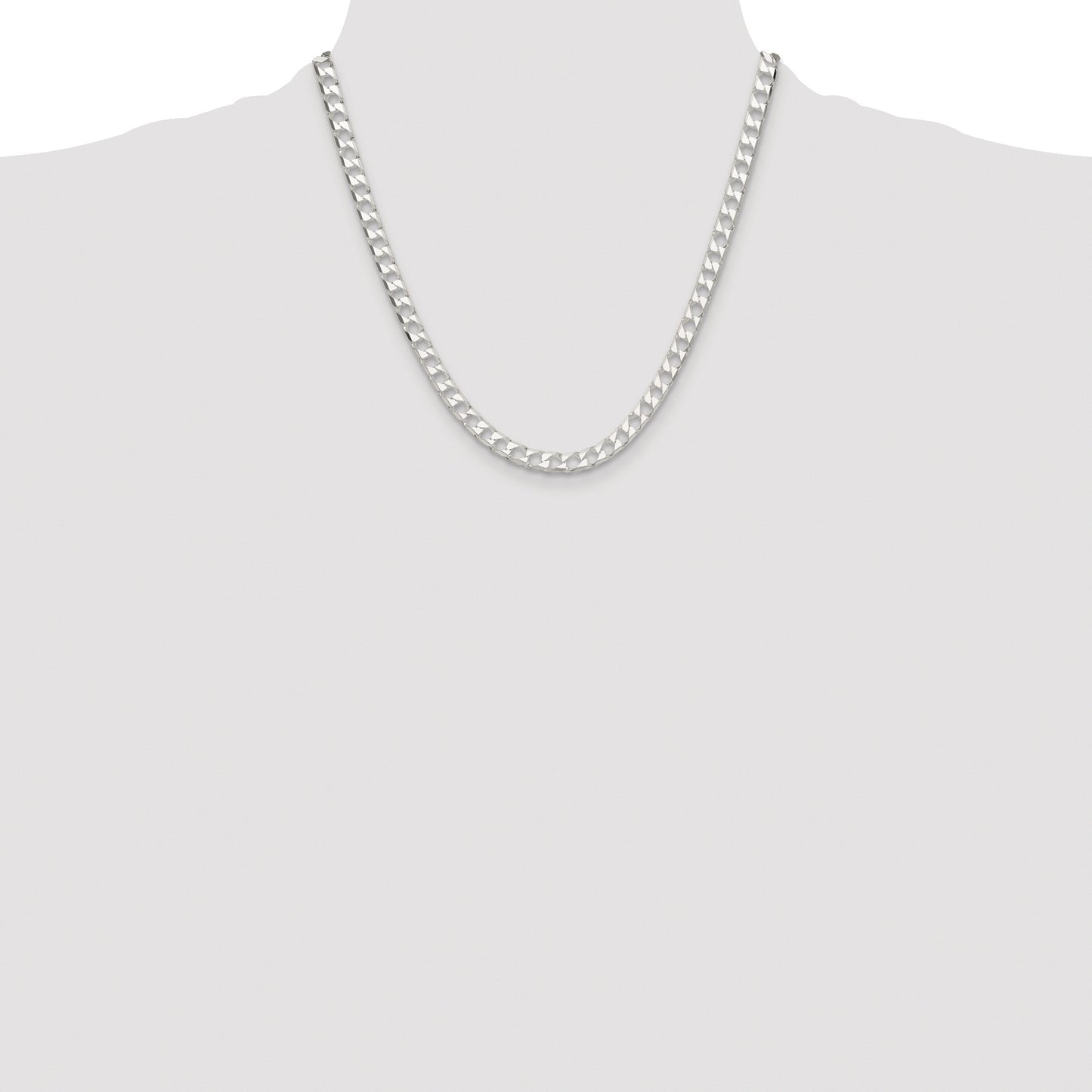 Sterling Silver Rhodium-plated 5.75mm D/C Square Curb Chain