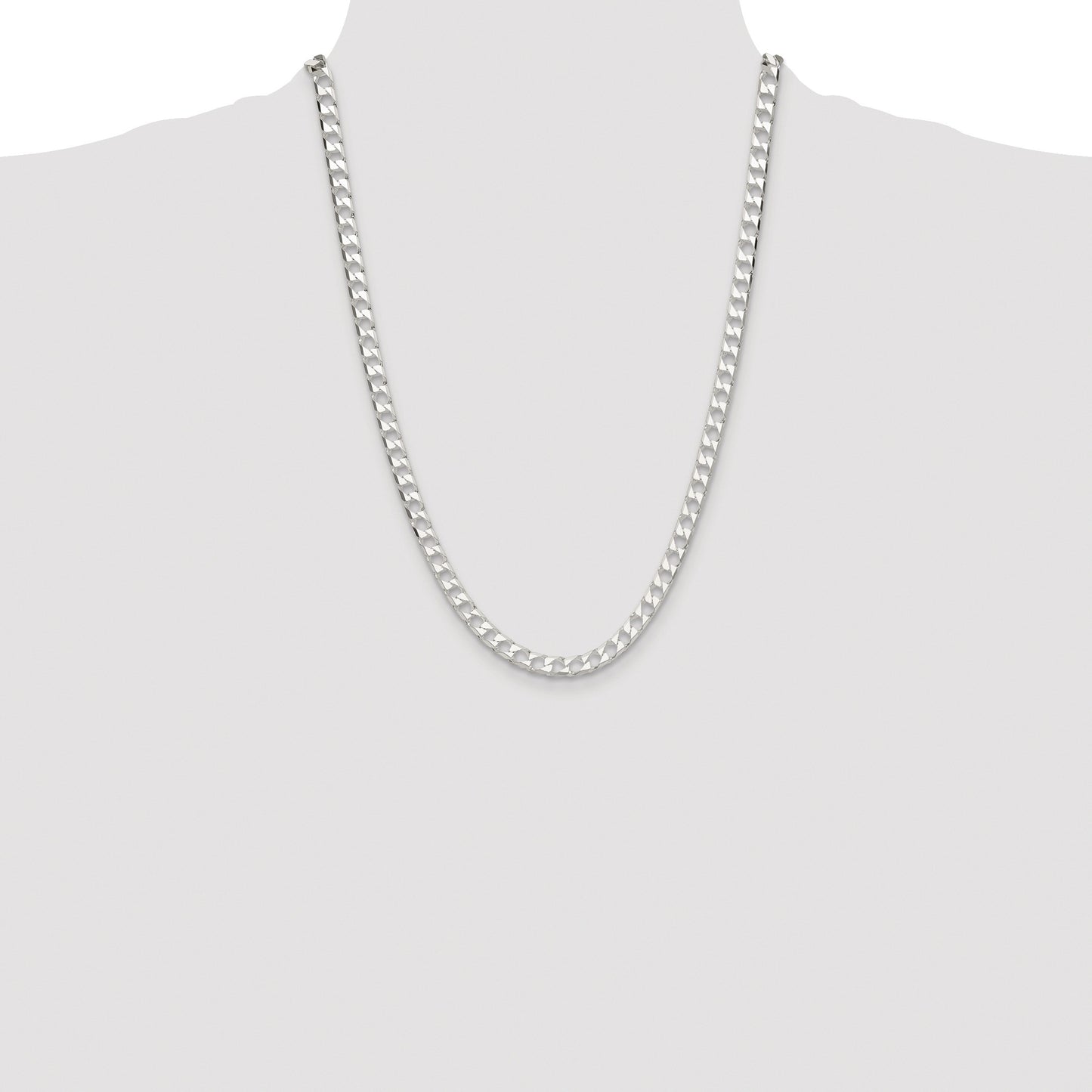 Sterling Silver Rhodium-plated 5.75mm D/C Square Curb Chain