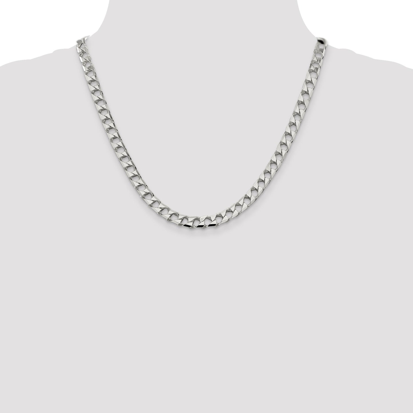 Sterling Silver 7.2mm D/C Square Curb Chain