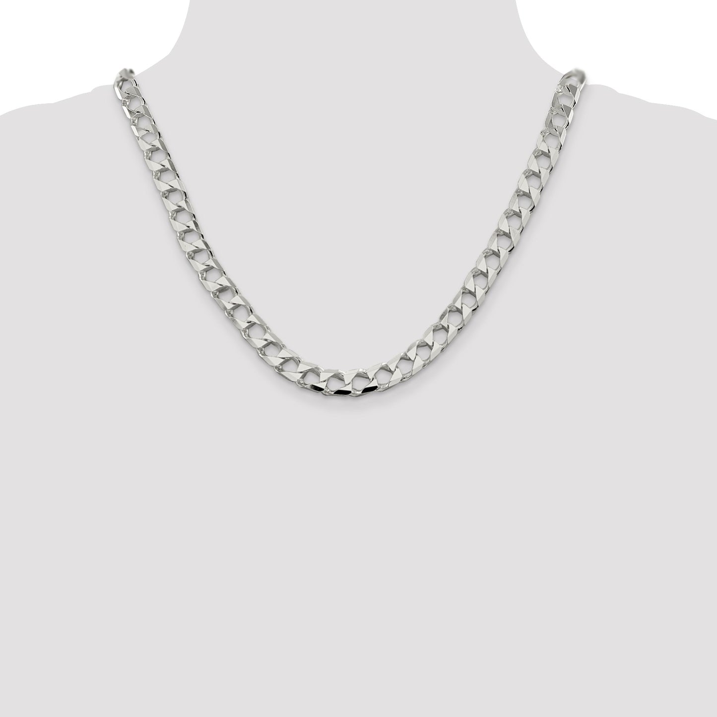 Sterling Silver 8.6mm D/C Square Curb Chain
