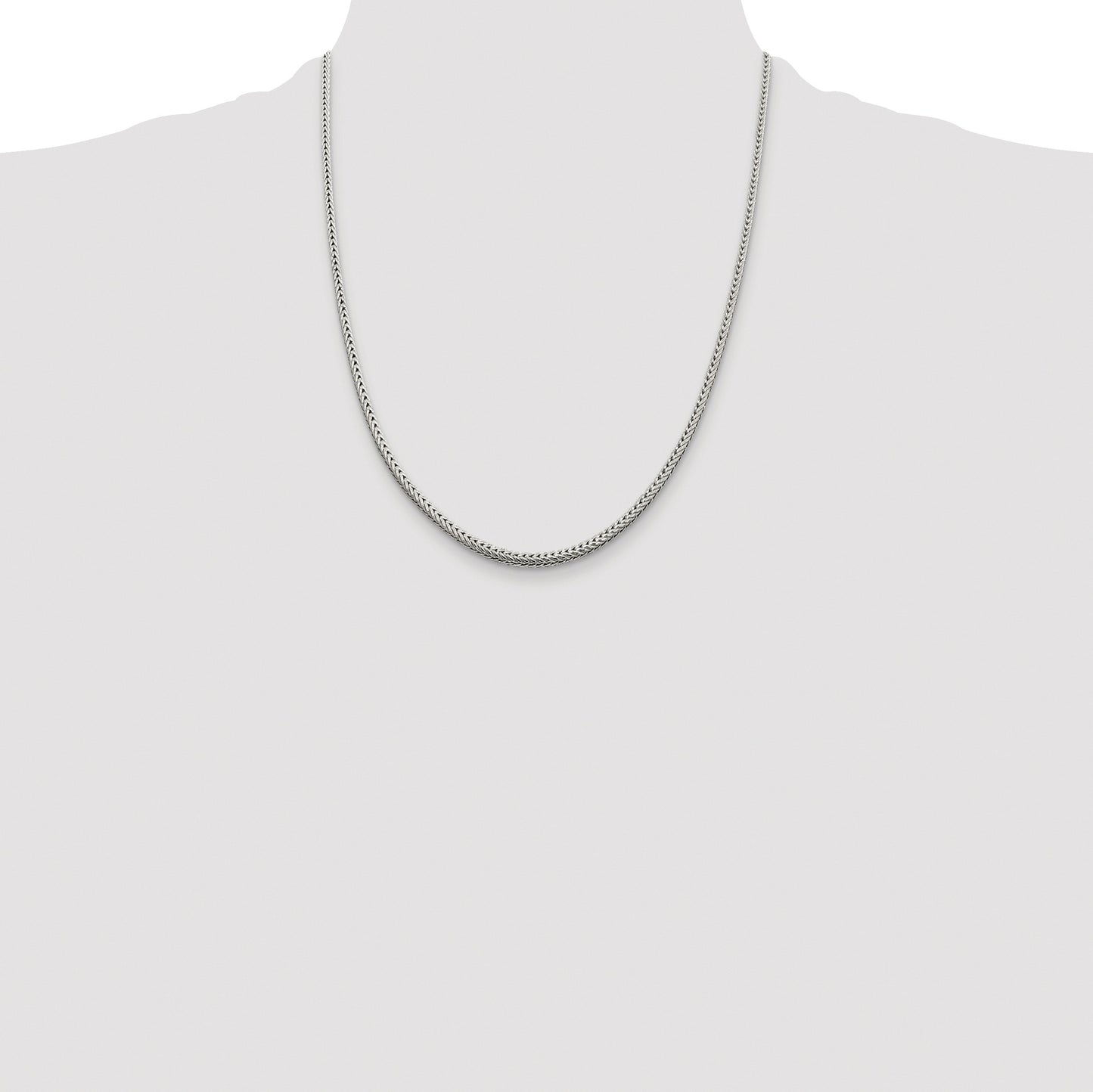 Sterling Silver Rhodium-plated 2.5mm Diamond-cut Round Franco Chain