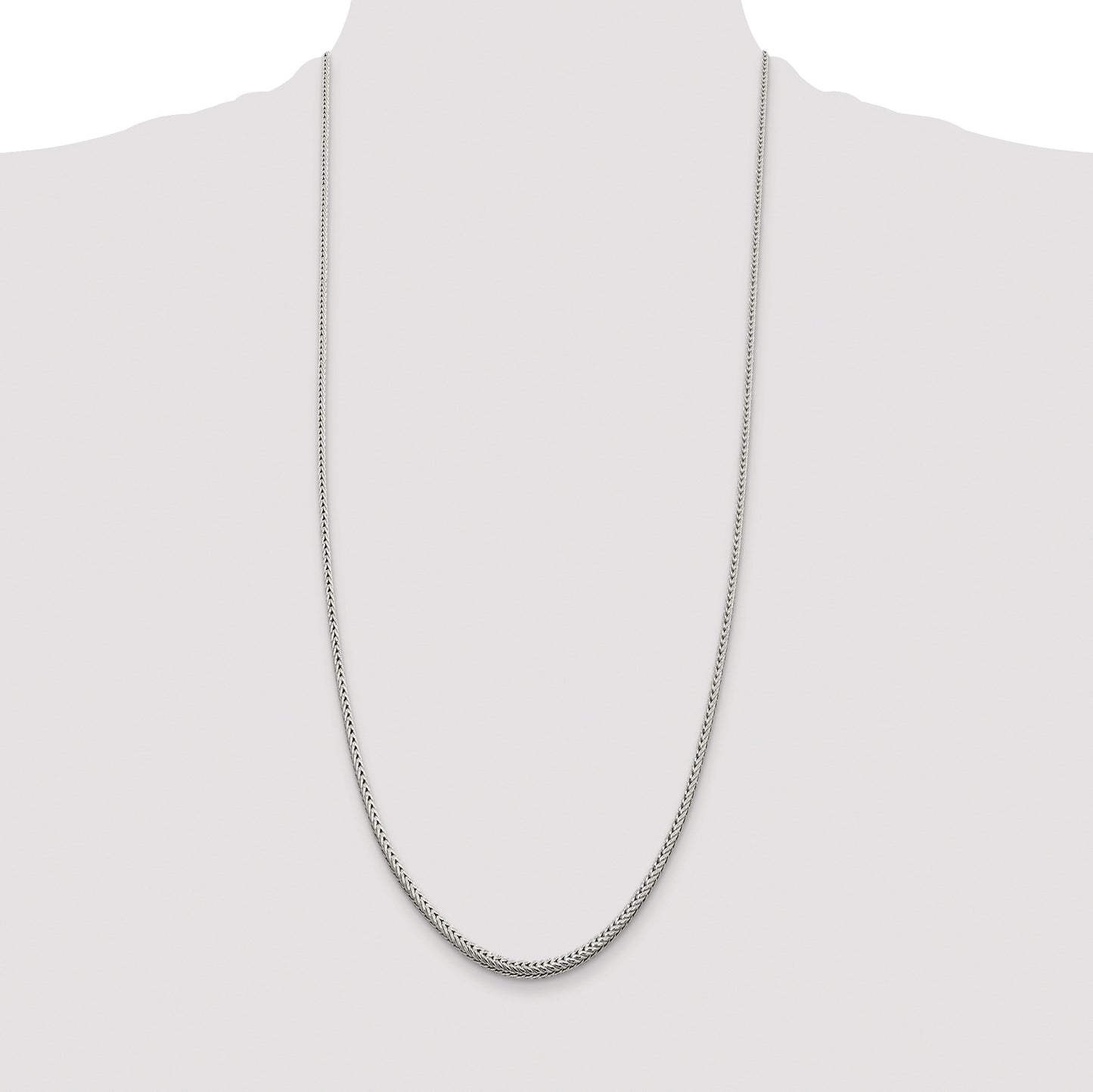 Sterling Silver Rhodium-plated 2.5mm Diamond-cut Round Franco Chain