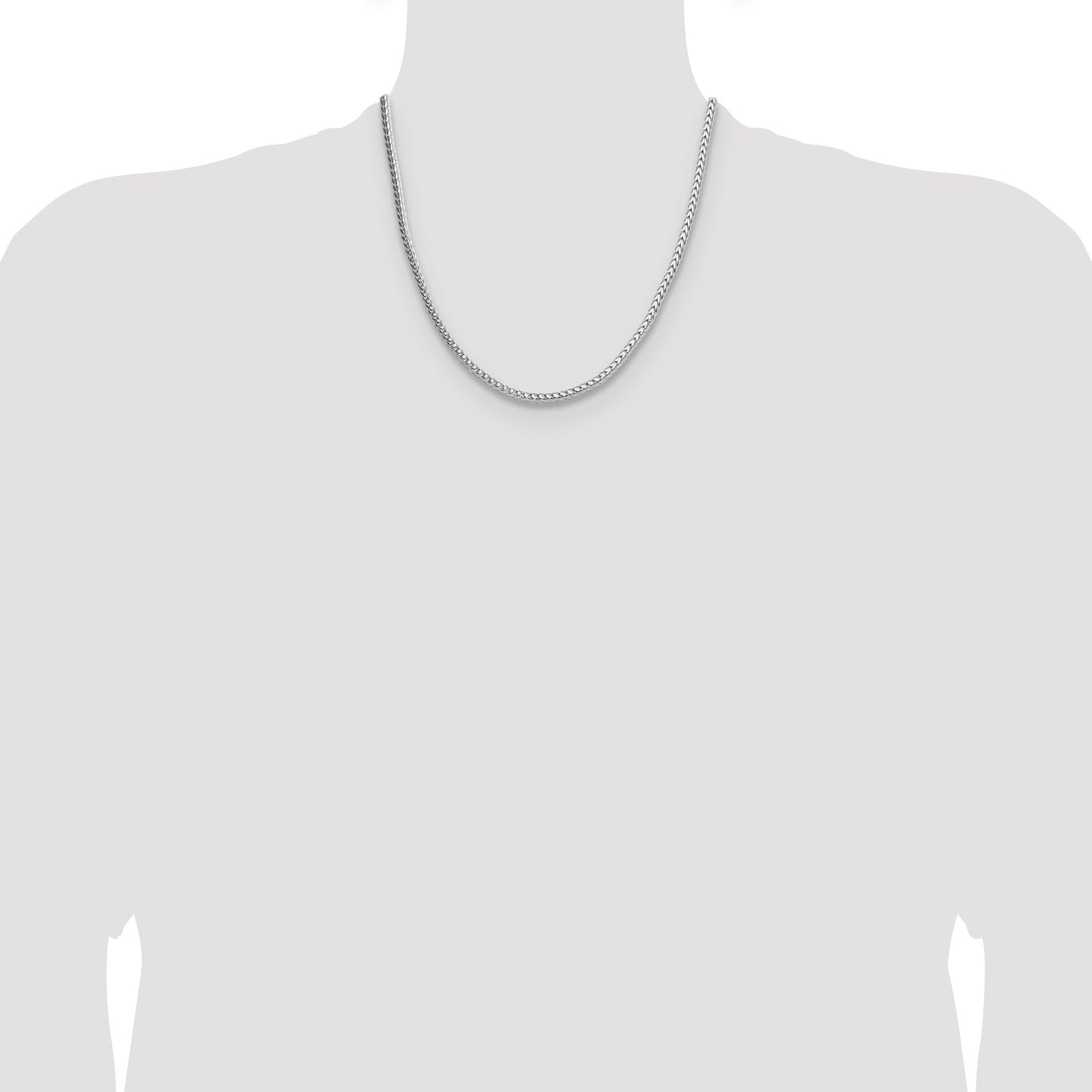 Sterling Silver Rhodium-plated 3.4mm Diamond-cut Round Franco Chain