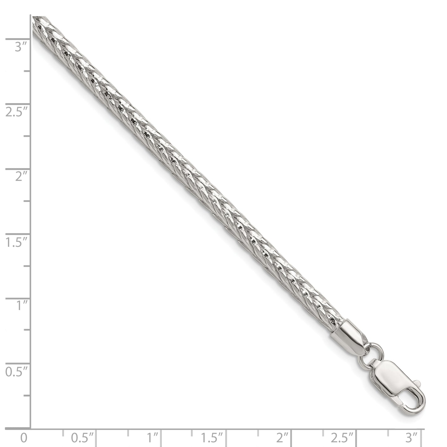 Sterling Silver 3.8mm Diamond-cut Round Franco Chain Bracelet