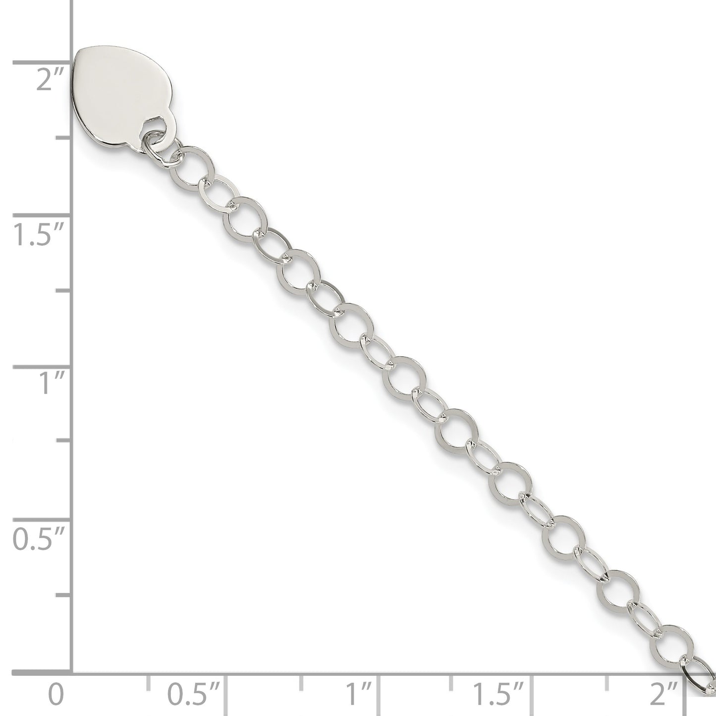 Sterling Silver Engraveable Heart Charm 7.25 inch Bracelet