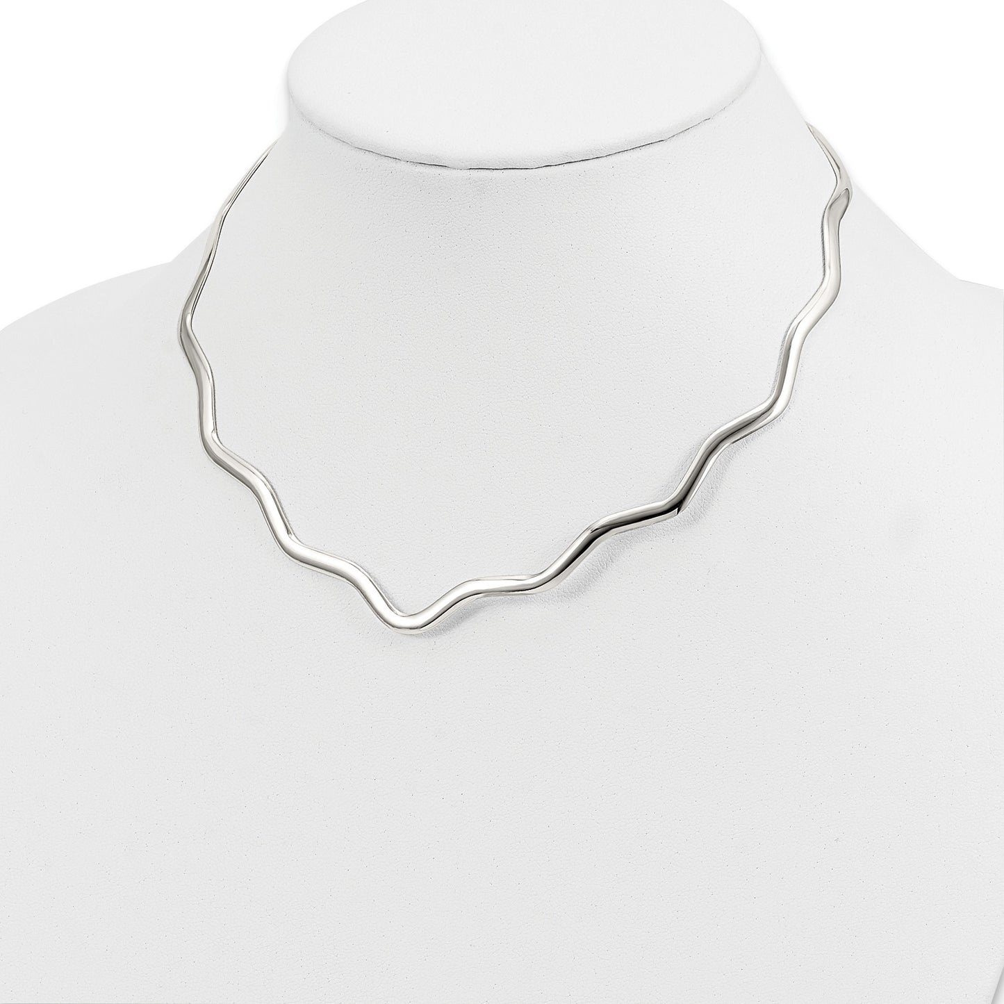 Sterling Silver Wavy V-Shape Neck Collar
