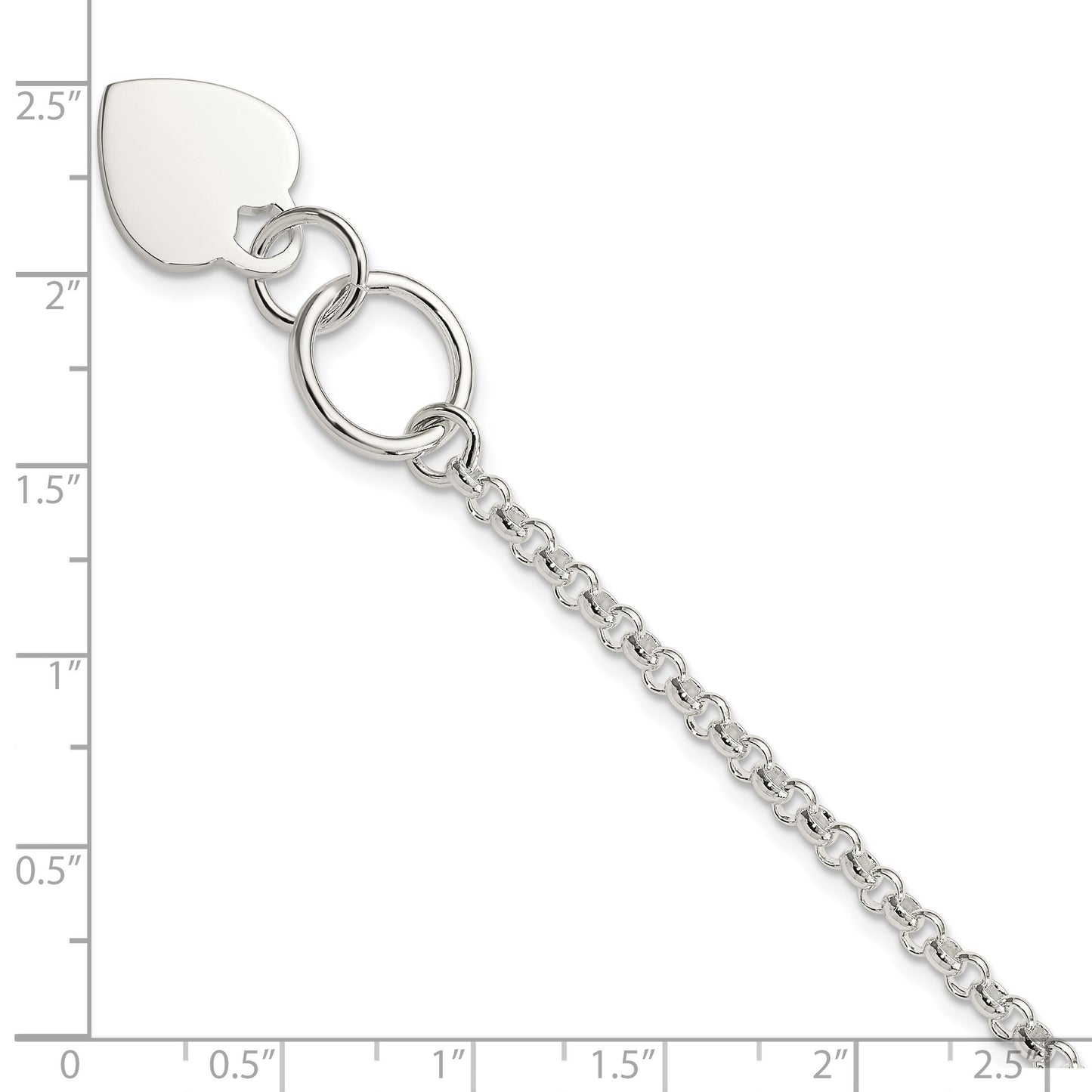 Sterling Silver Fancy Engraveable Heart Bracelet