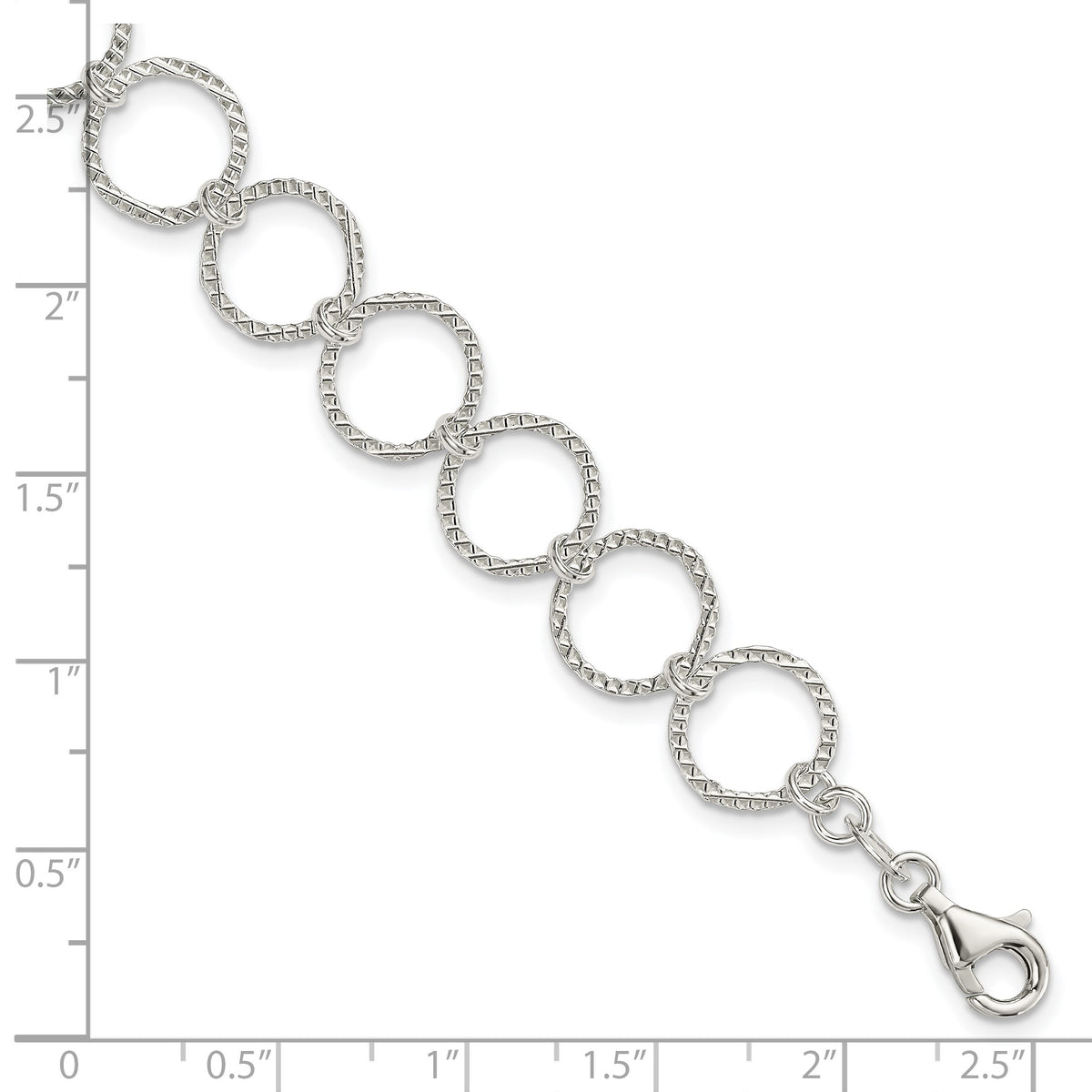 Sterling Silver Polished 10mm Fancy Circle 7.5 inch Bracelet