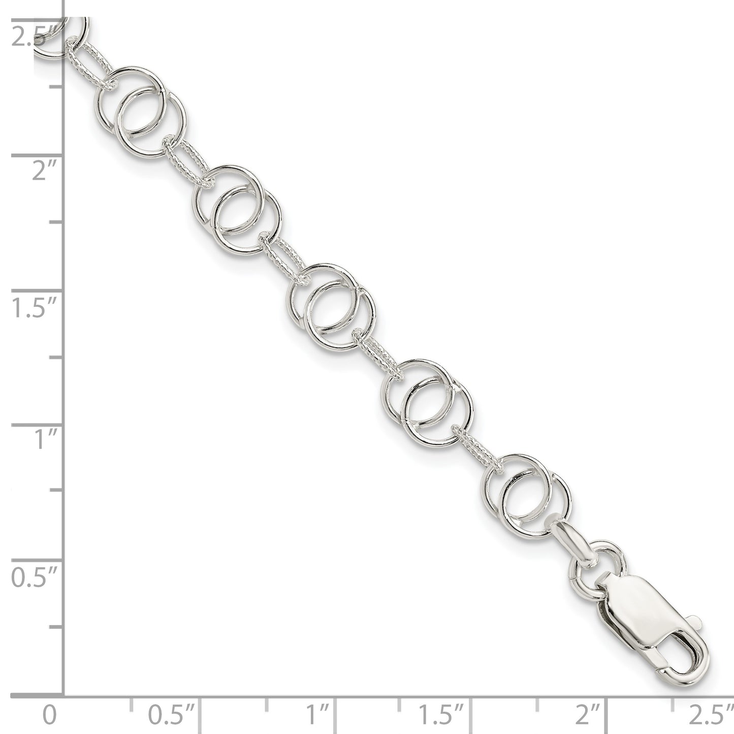 Sterling Silver Polished and Textured Fancy Bracelet