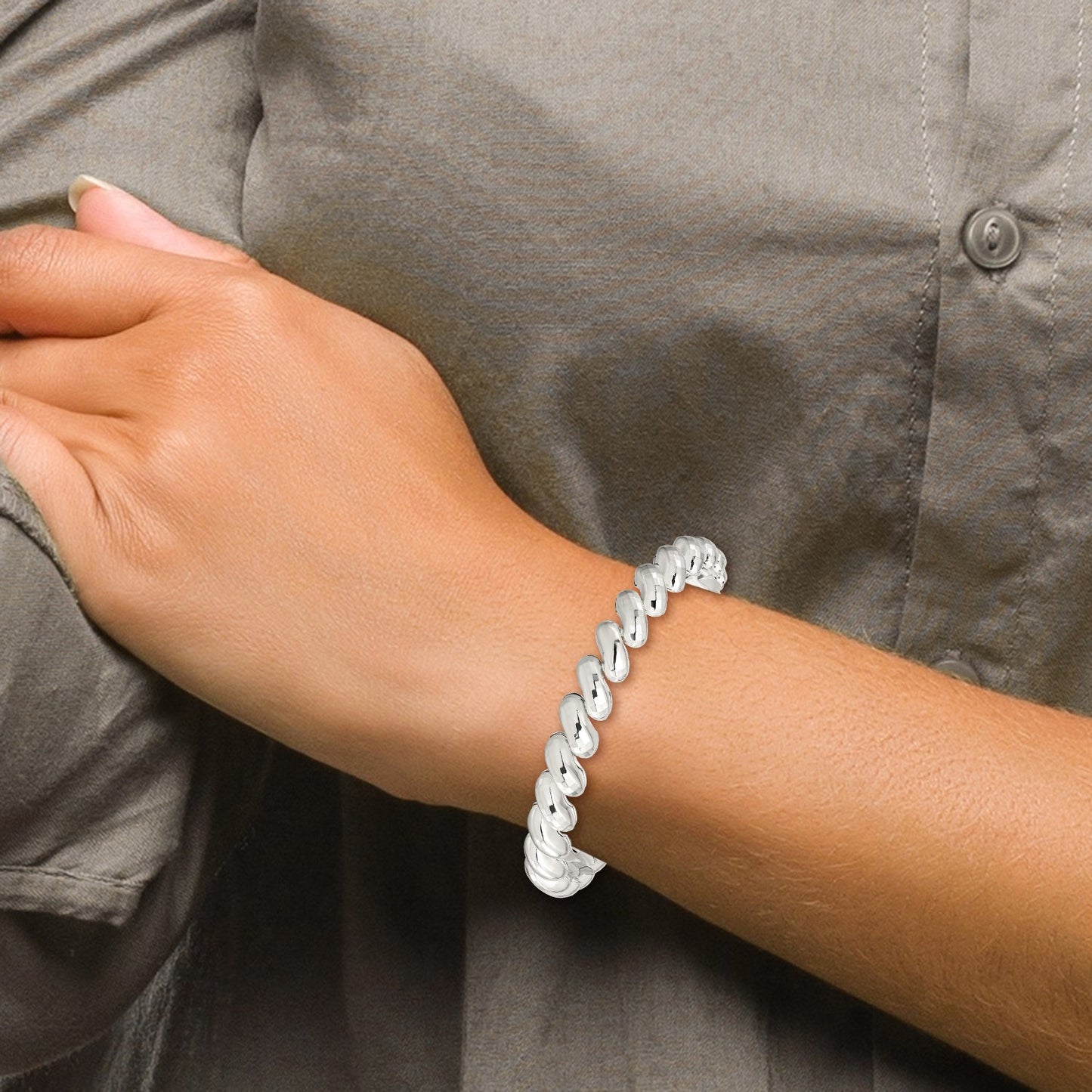 Sterling Silver Fancy Diamond-cut San Marco Bracelet