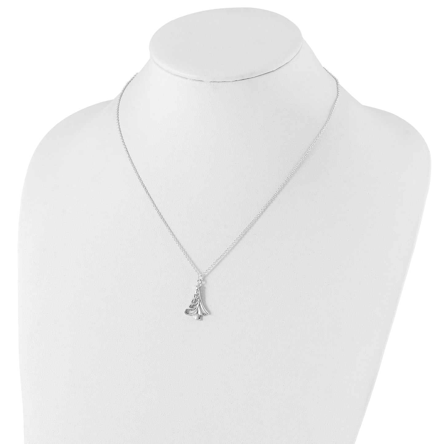 Sterling Silver Polished Christmas Tree Necklace
