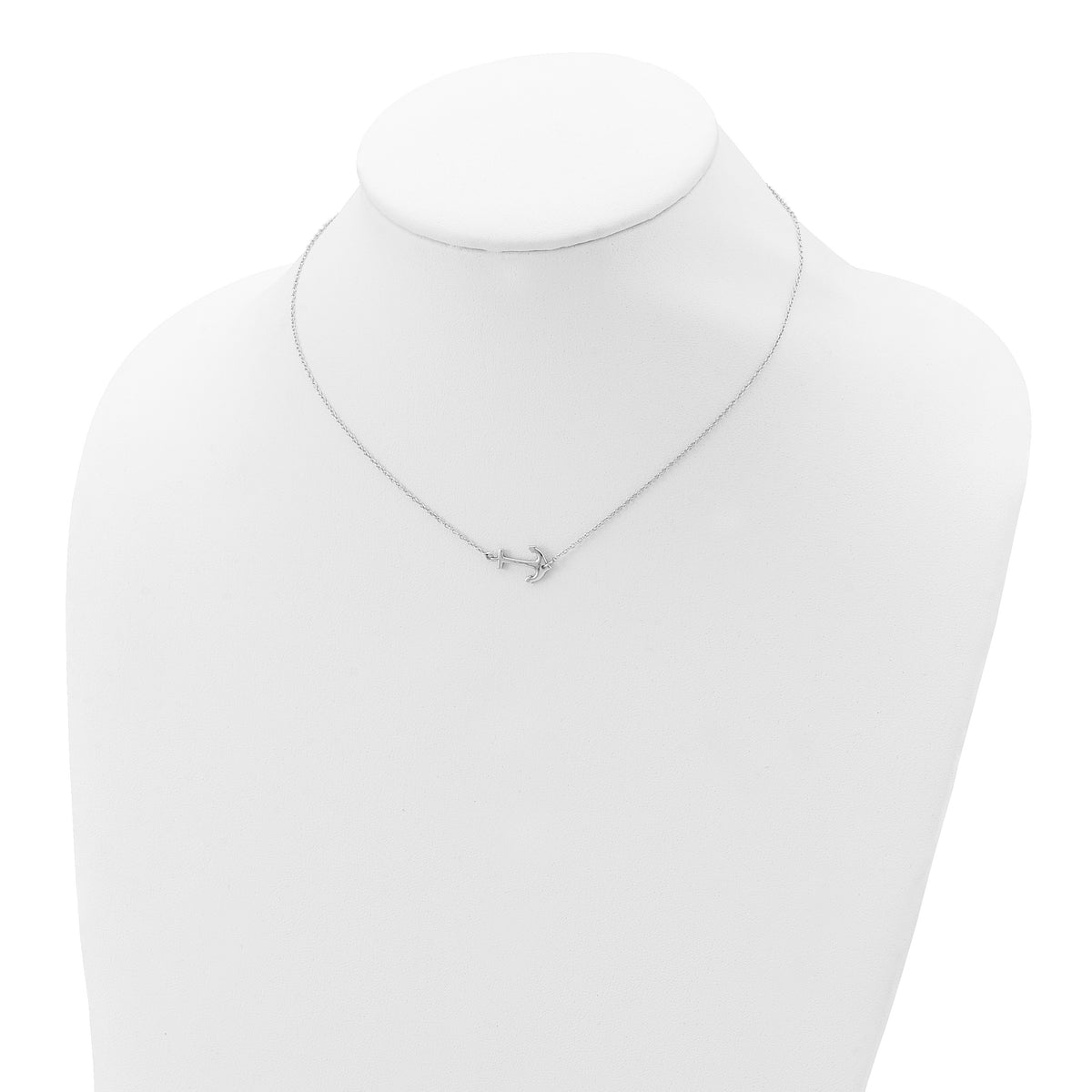 Sterling Silver Rhodium-plated Anchor 16 inch with 2 inch Extension Necklace