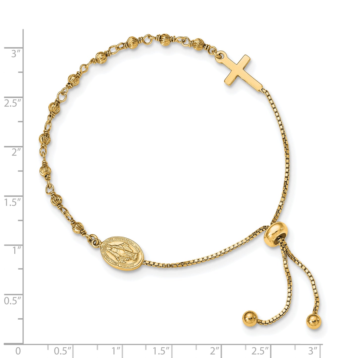 Affordable Expressions Sterling Silver Gold-tone Miraculous Medal Adjustable Bracelet