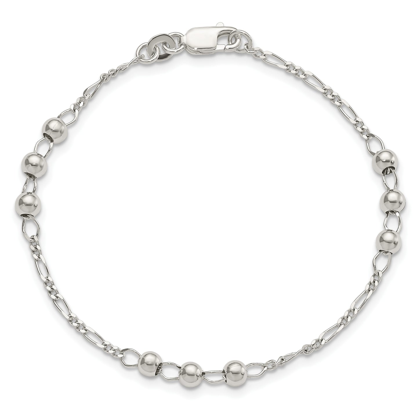 Sterling Silver Diamond Cut Beaded Bracelet