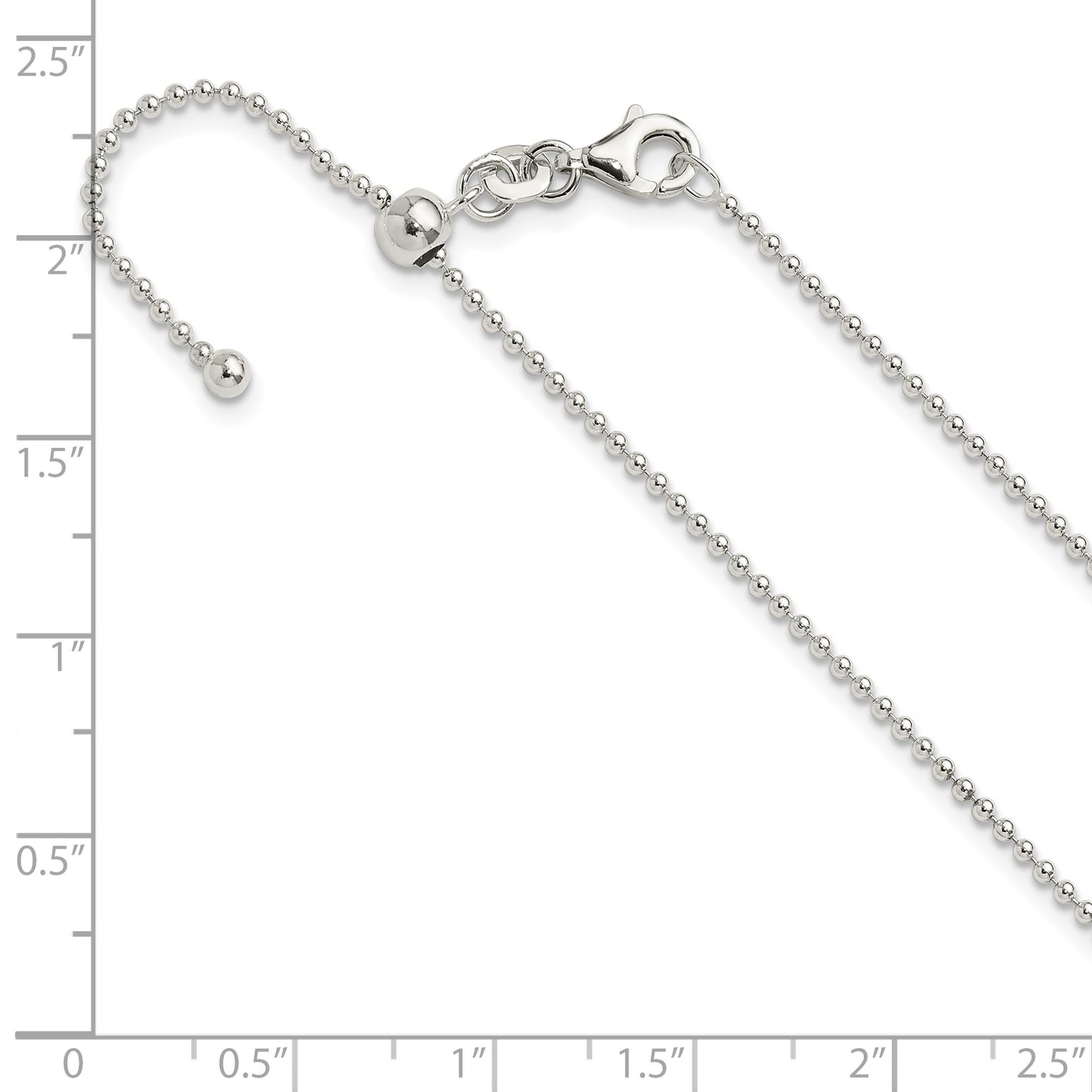 Sterling Silver Polished 1.50mm Beaded Adjustable Necklace