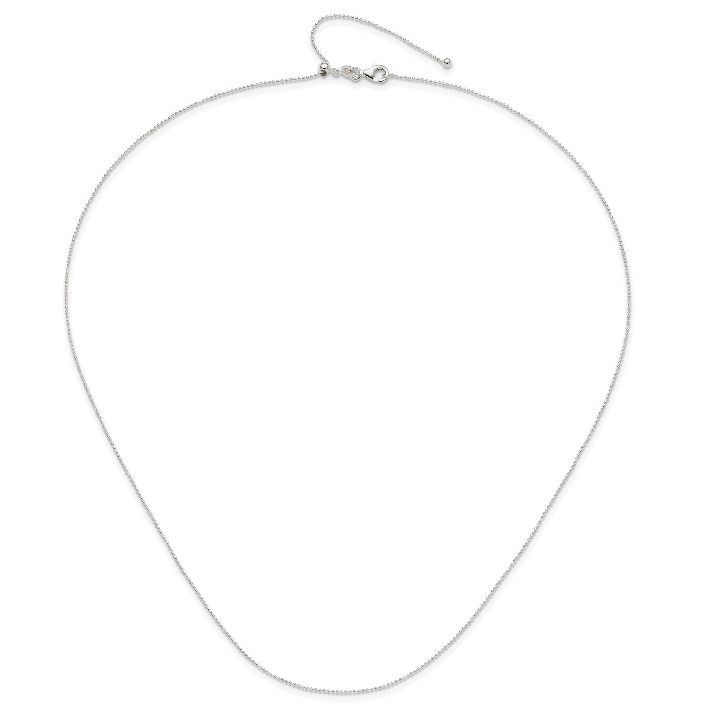 Sterling Silver Polished 1.00mm Beaded Adjustable Necklace