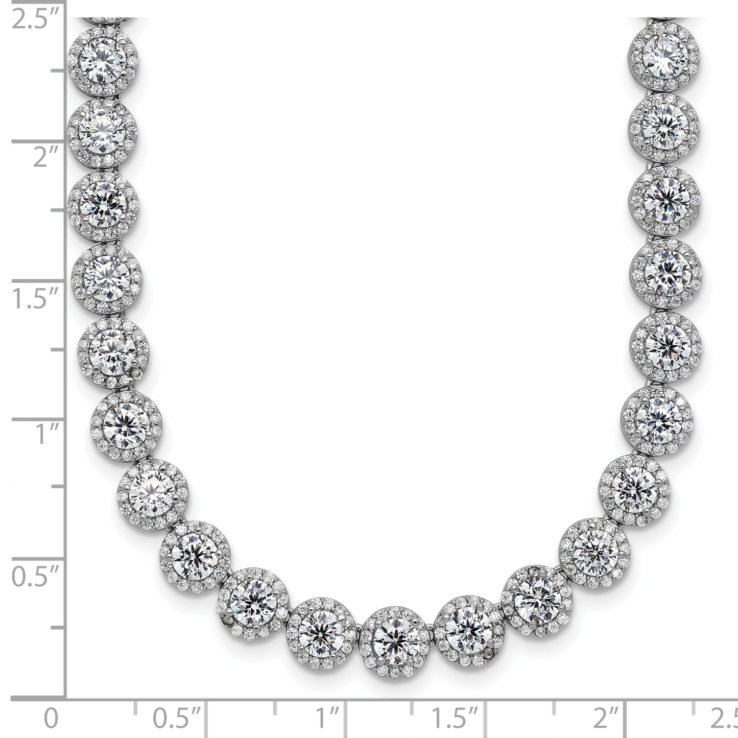 Sterling Silver Rhodium-plated Round Halo CZ Necklace