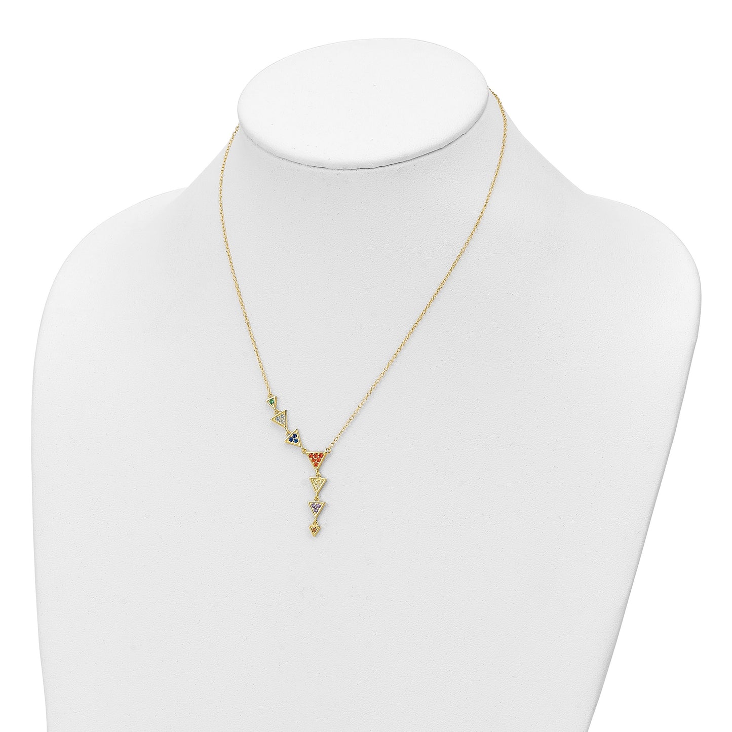 Sterling Silver Gold-plated Multicolor CZ Necklace