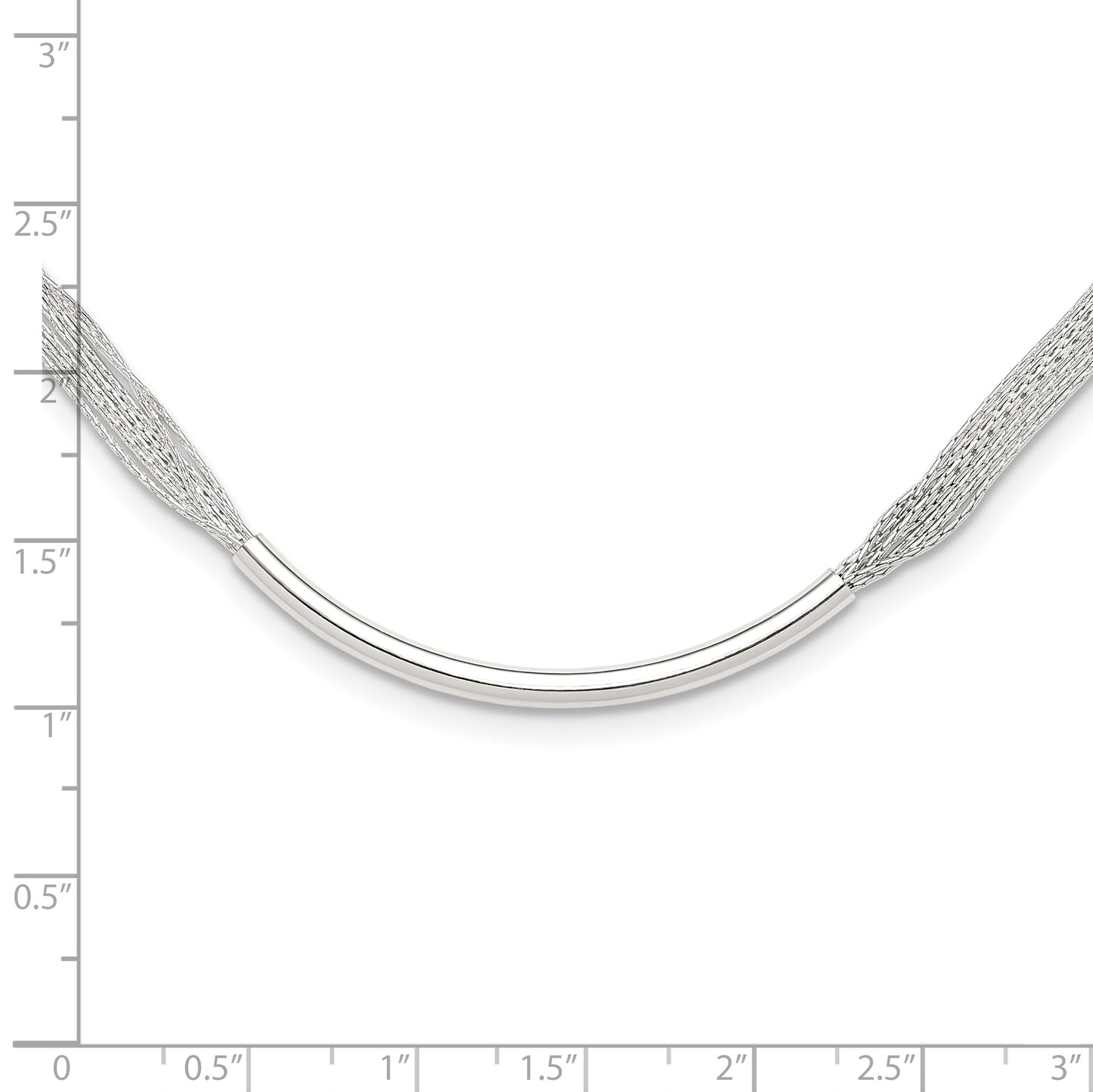 Sterling Silver Polished Multi-Strand 18in w/2in ext. Tube Necklace