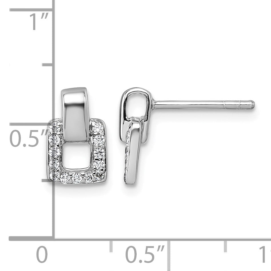 Sterling Silver Rhodium-plated Polished CZ Square Post Earrings