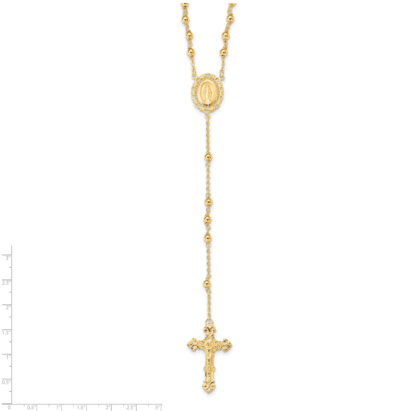Sterling Silver Flash Gold-plated Polished Rosary Necklace