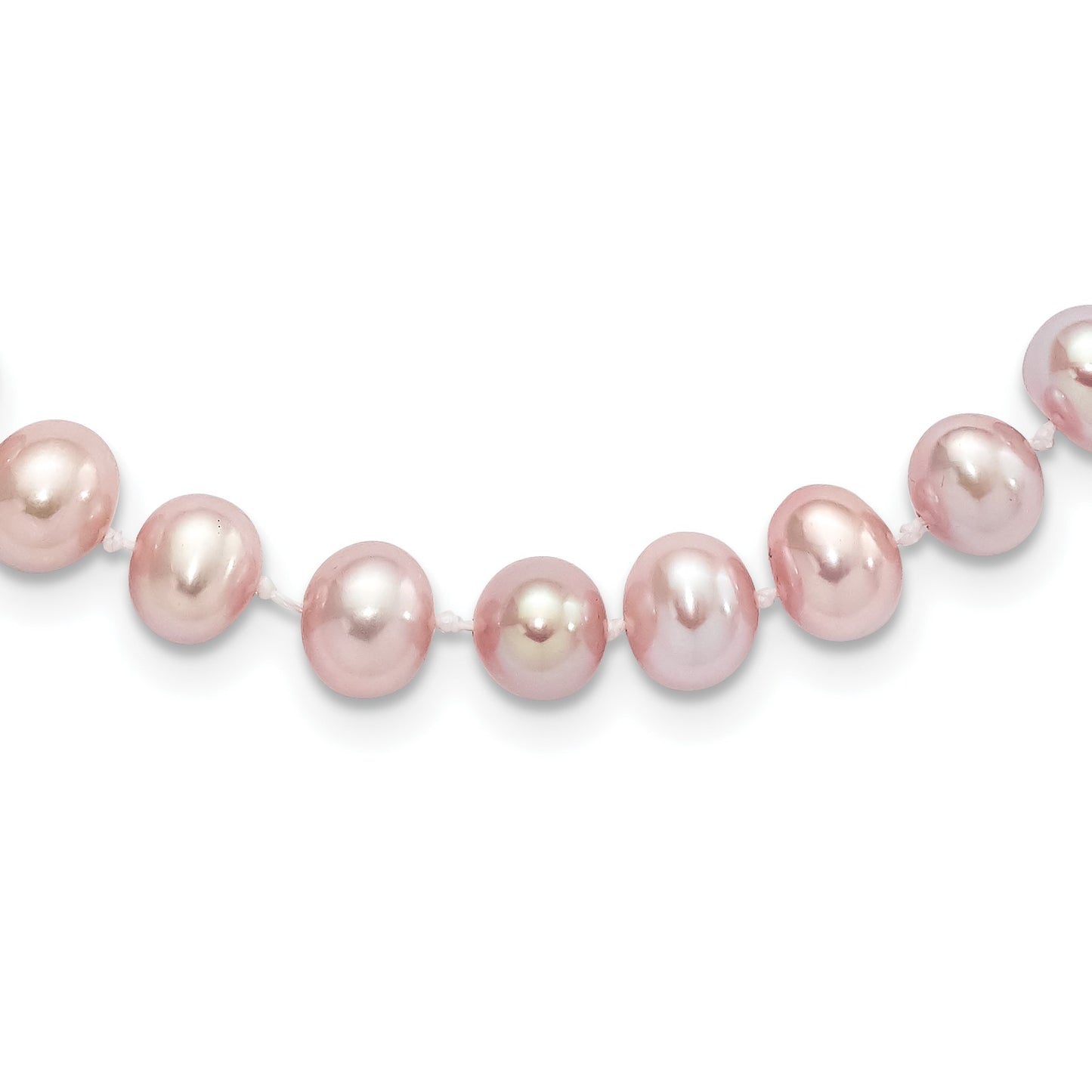 Sterling Silver Rhodium-plated 7-8mm Purple Near-Round Freshwater Cultured Pearl 24 inch Necklace