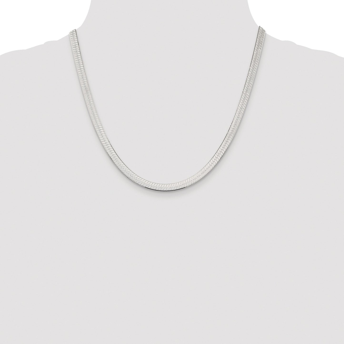 Sterling Silver Rhodium-plated 5.25mm Magic Herringbone Chain