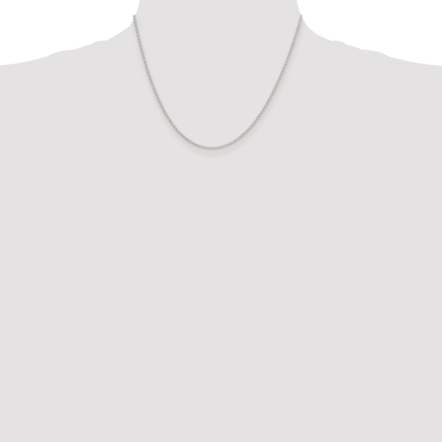 Sterling Silver Rhodium-plated 1.5mm Diamond-cut Rolo Cable Chain