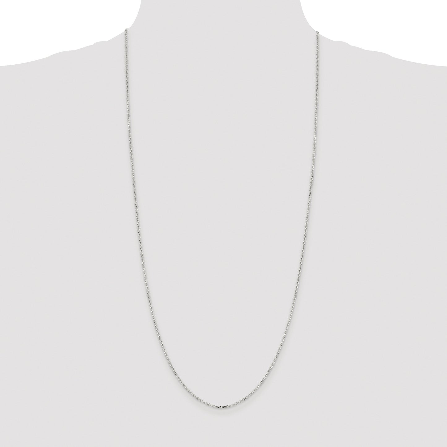 Sterling Silver Rhodium-plated 1.75mm Diamond-cut Rolo Cable Chain