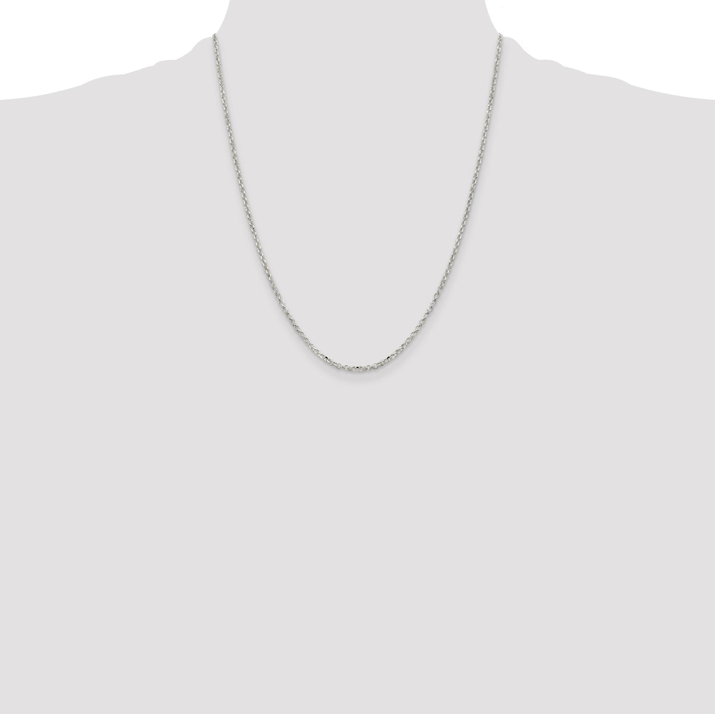Sterling Silver 2.2mm Diamond-cut Rolo Cable Chain
