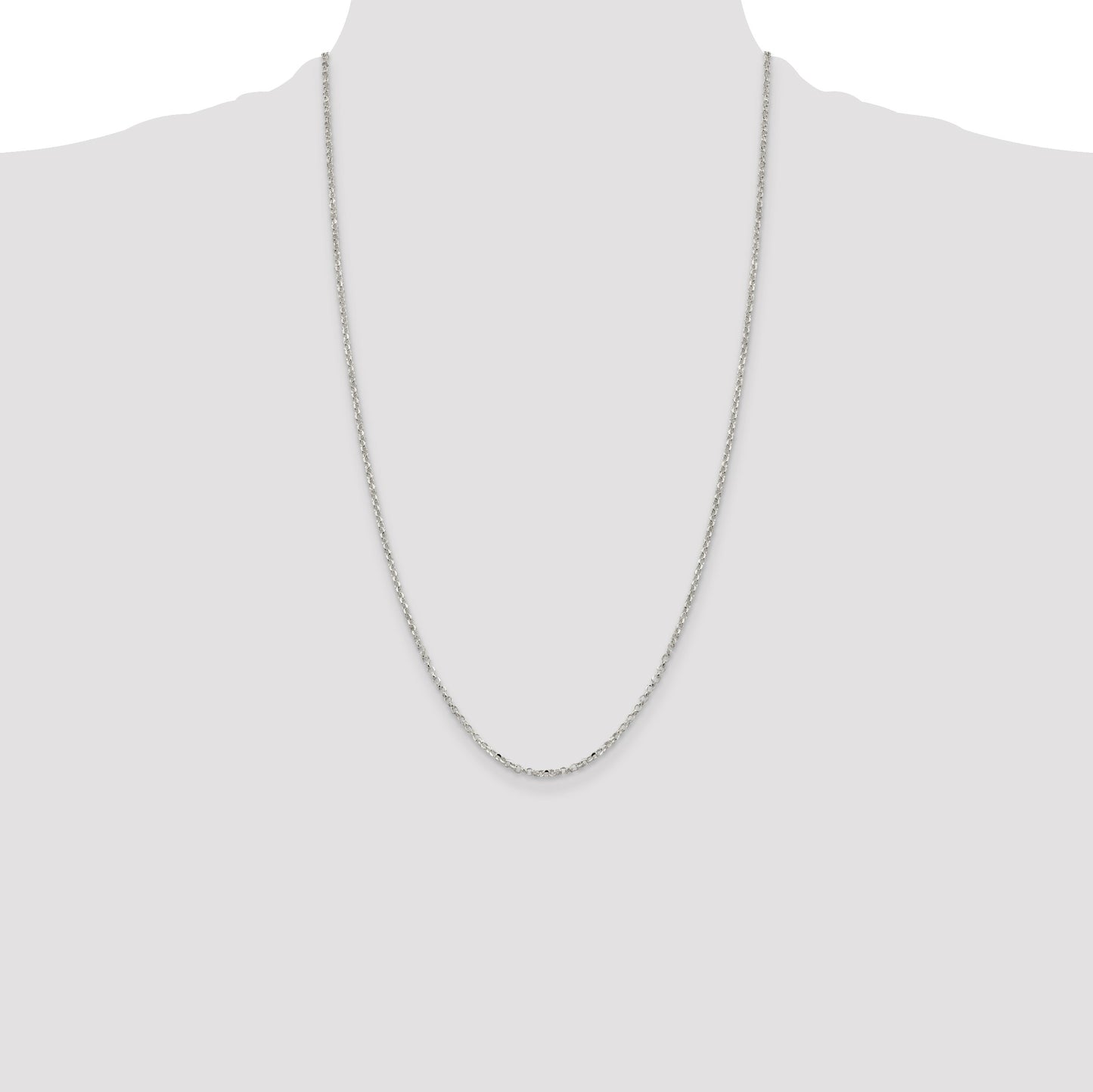Sterling Silver 2.2mm Diamond-cut Rolo Cable Chain