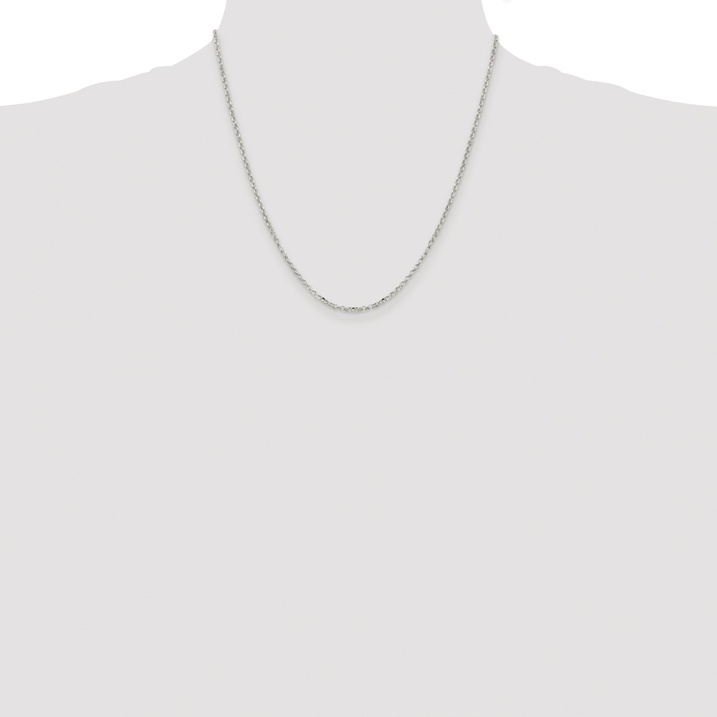 Sterling Silver Rhodium-plated 2.2mm Diamond-cut Rolo Cable Chain