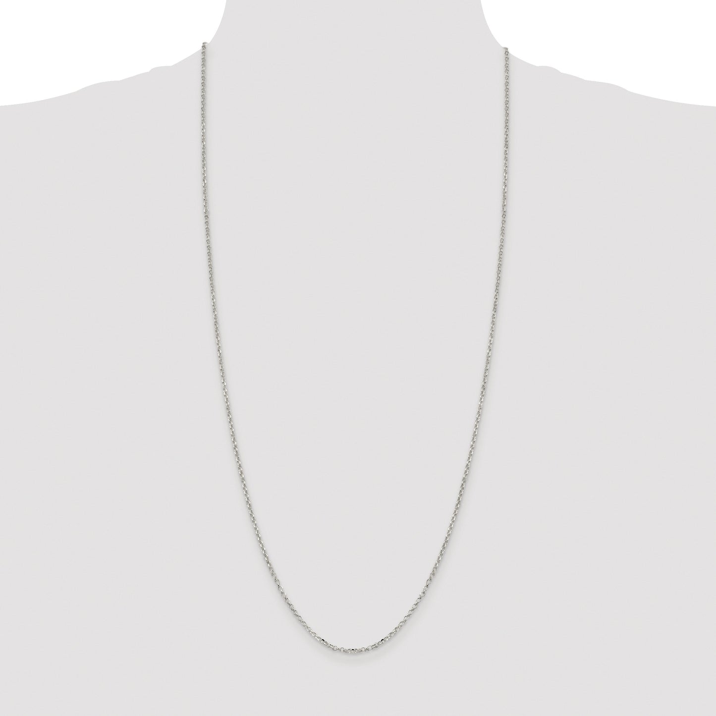 Sterling Silver Rhodium-plated 2.2mm Diamond-cut Rolo Cable Chain