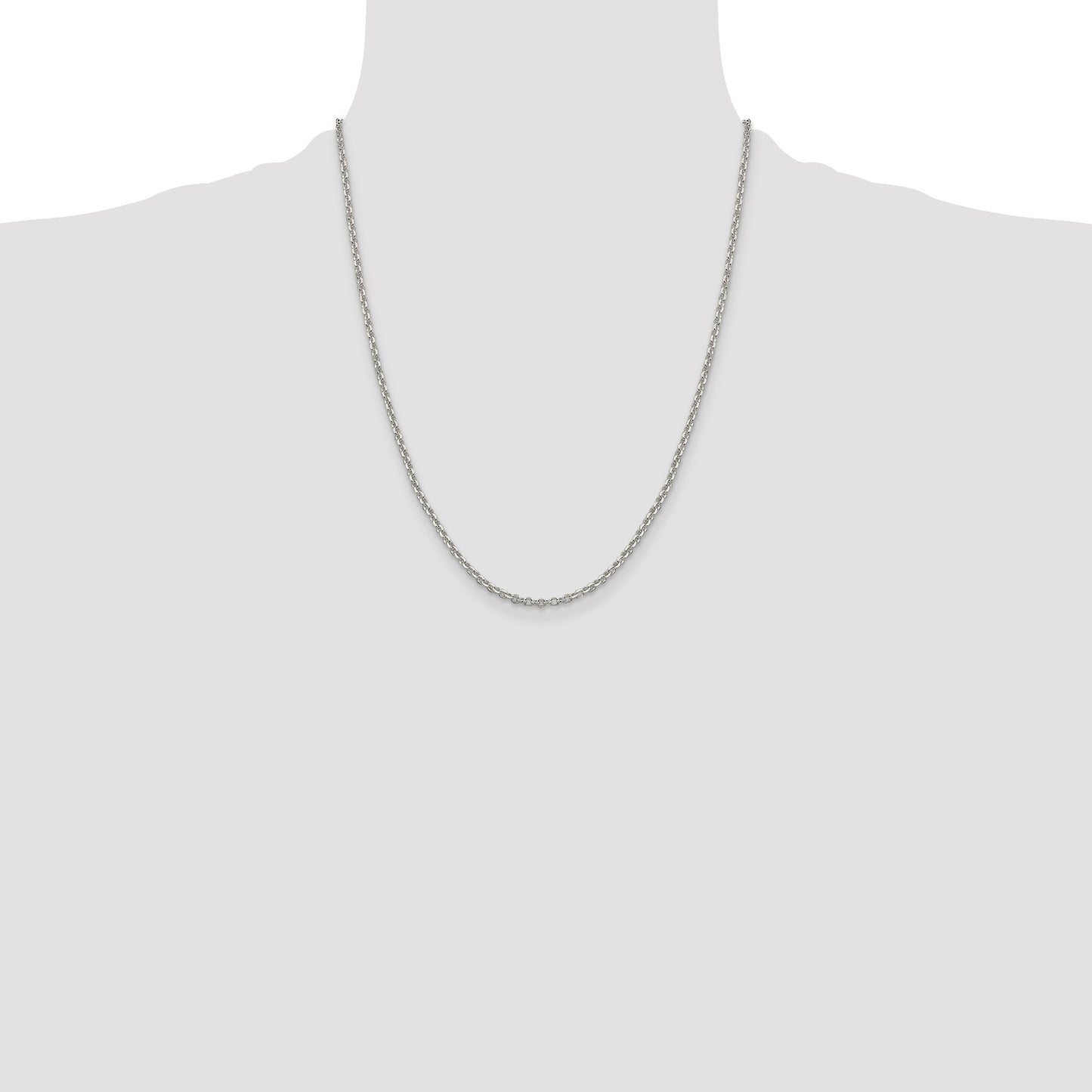 Sterling Silver 2.6mm Diamond-cut w/4in ext. Rolo Cable Chain