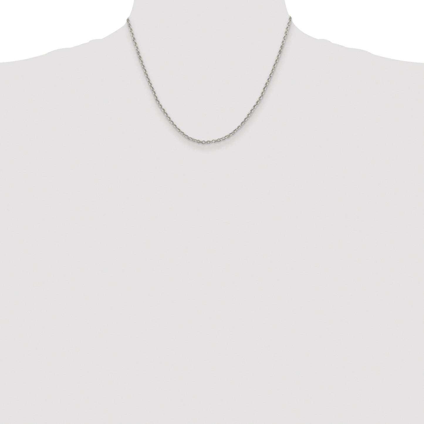 Sterling Silver Rhodium-plated 2.6mm Diamond-cut Rolo Cable Chain