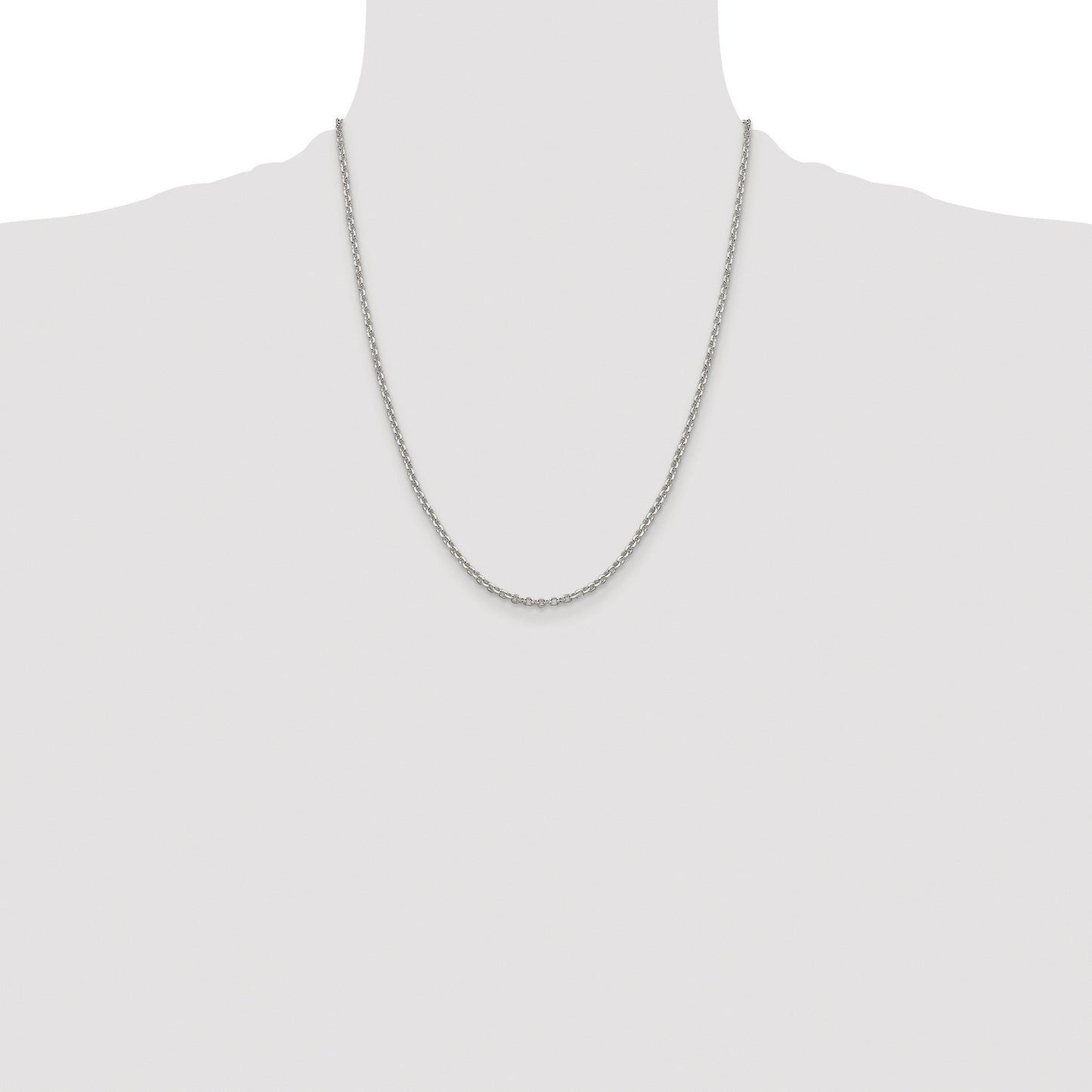 Sterling Silver Rhodium-plated 2.6mm Diamond-cut Rolo Cable Chain