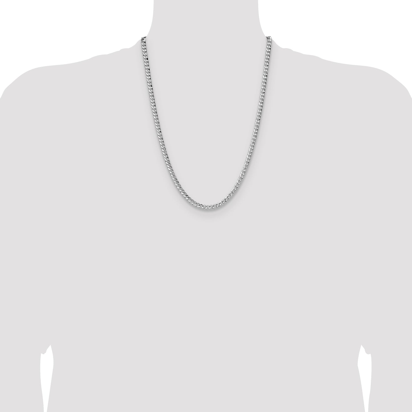Sterling Silver 4.75mm Hammered Curb Chain