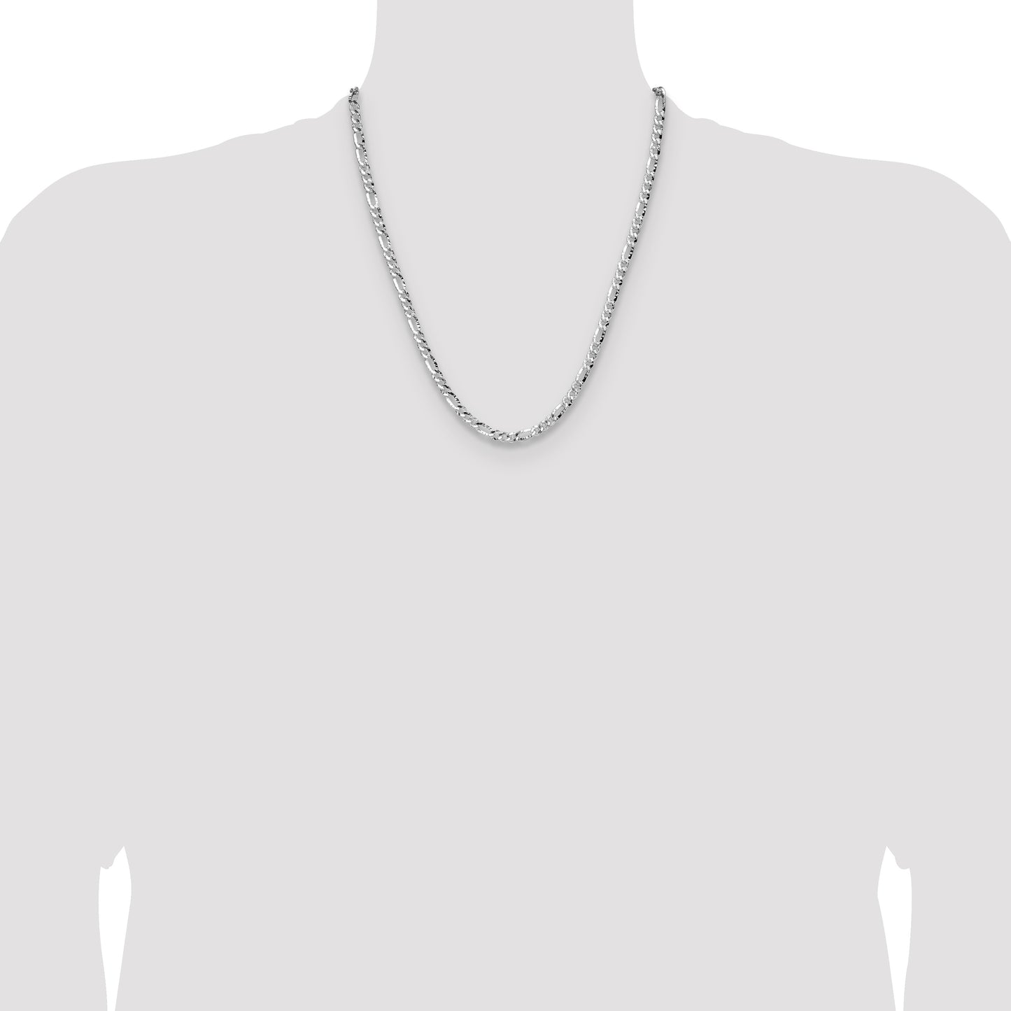 Sterling Silver 4.75mm Hammered Figaro Chain