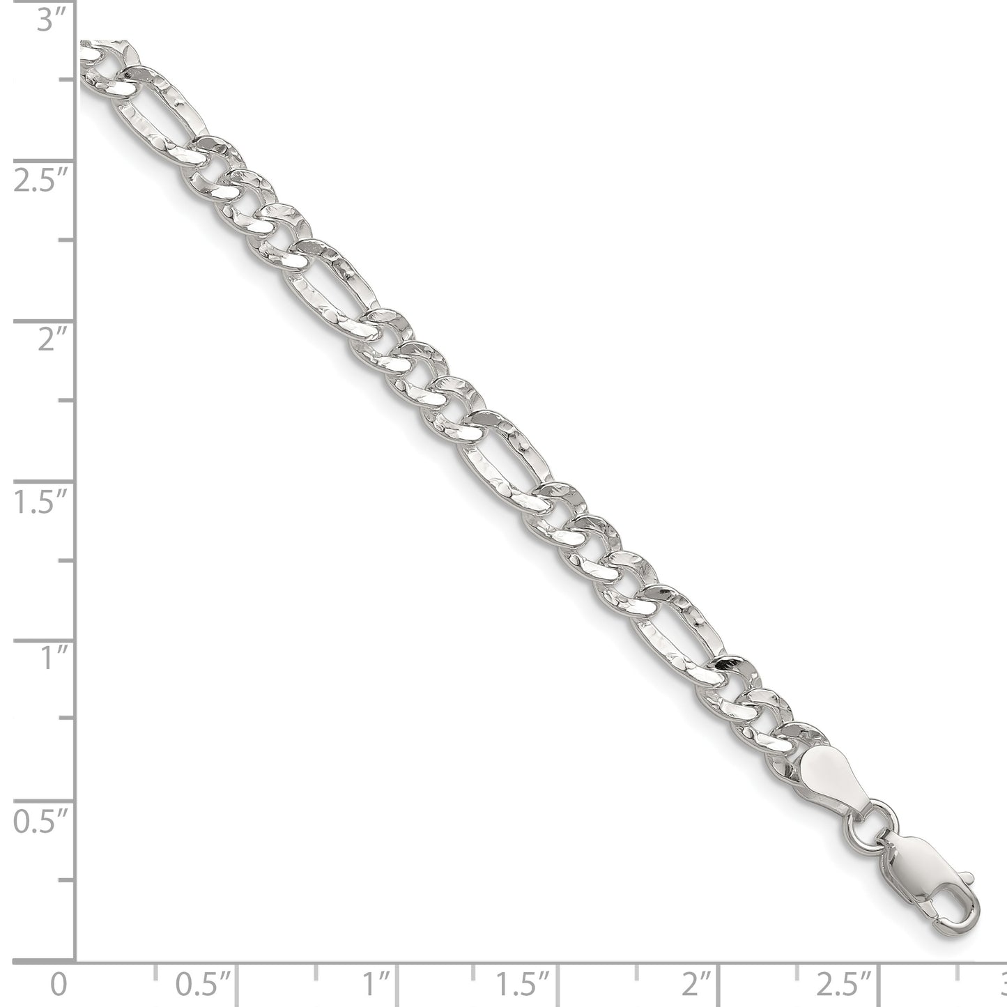 Sterling Silver 4.75mm Hammered Figaro Chain