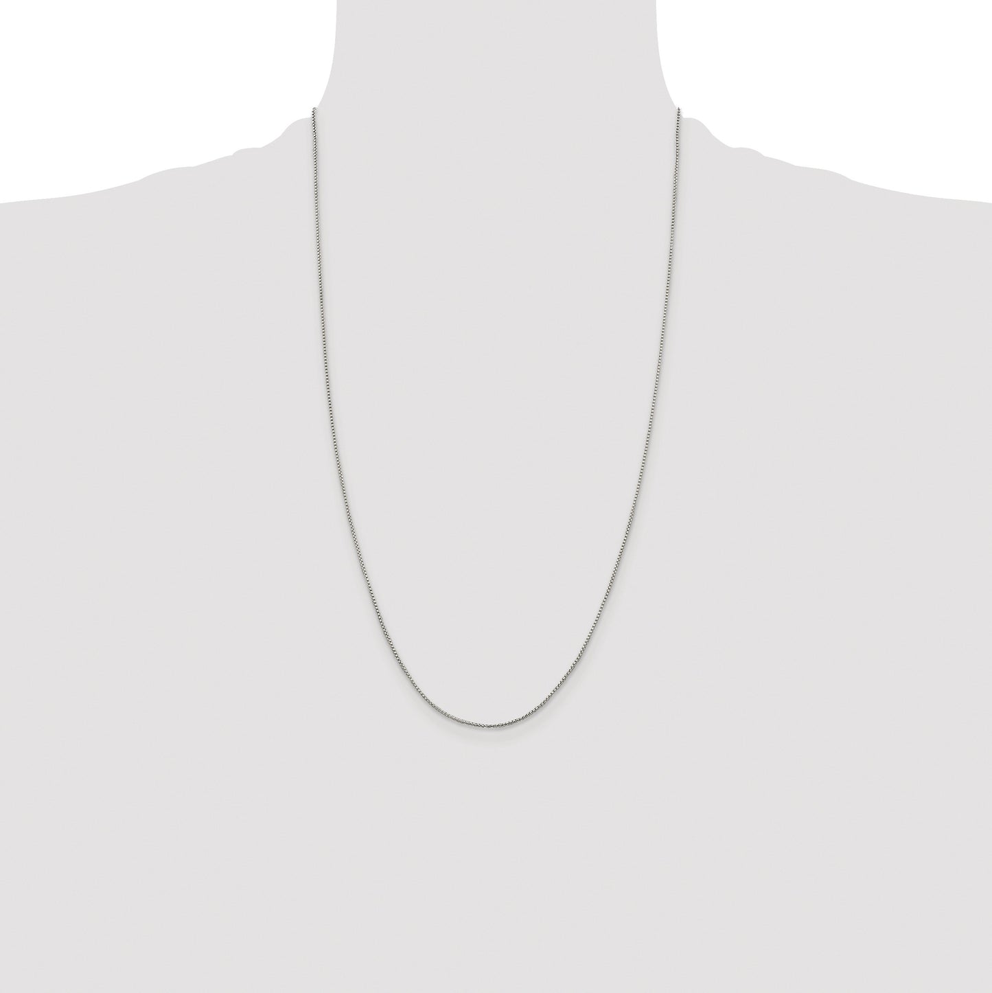 Sterling Silver Rhodium-plated 1mm Round Box Chain