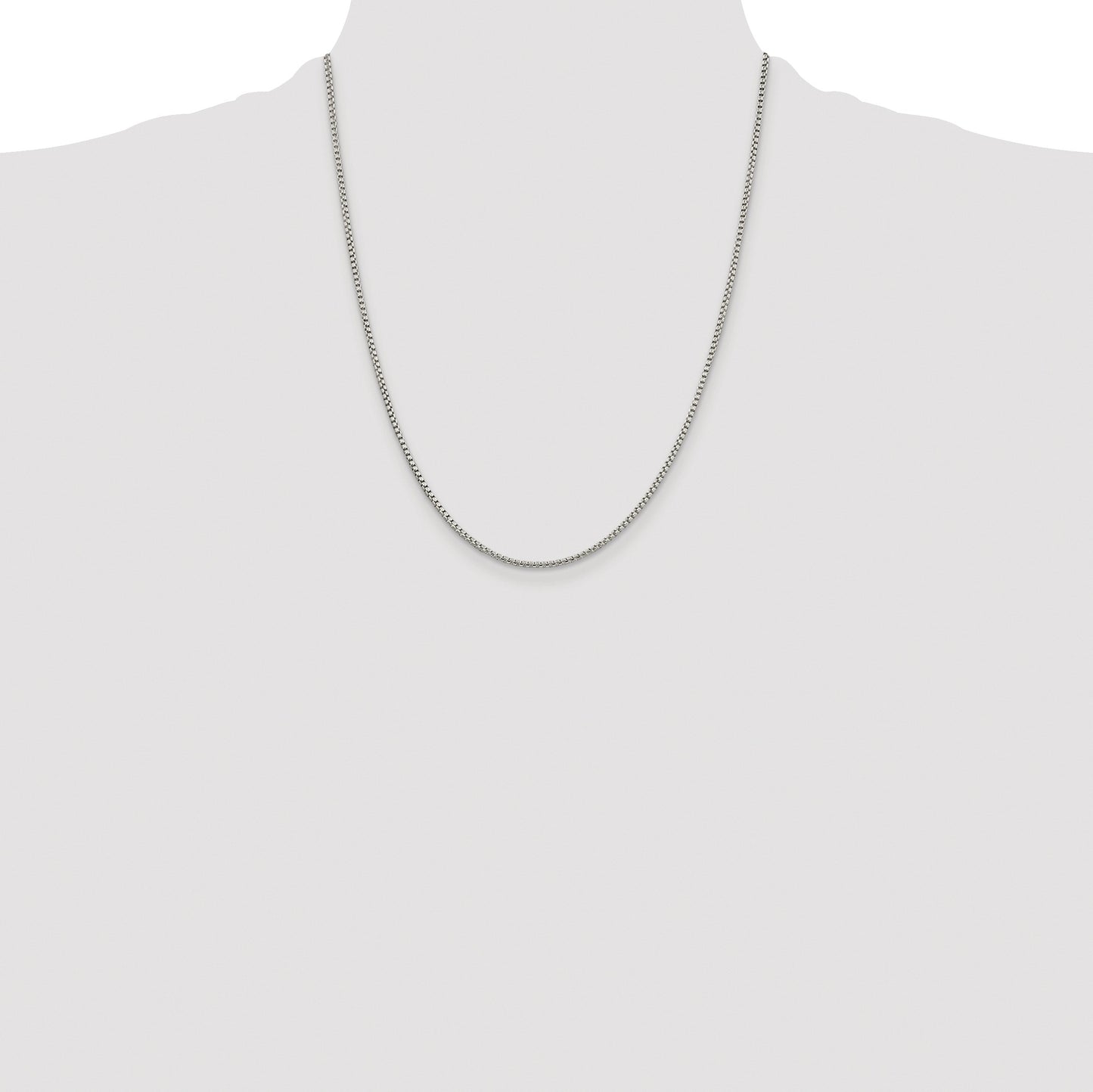 Sterling Silver Rhodium-plated 1.75mm Round Box Chain