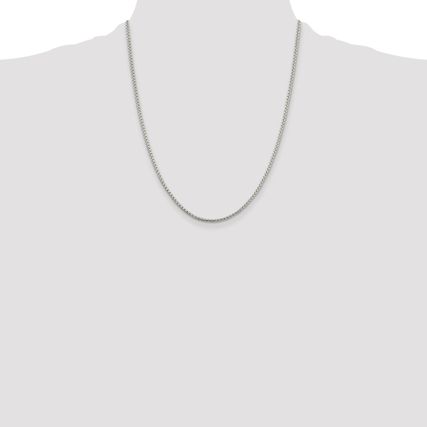 Sterling Silver 2mm Round Box Chain
