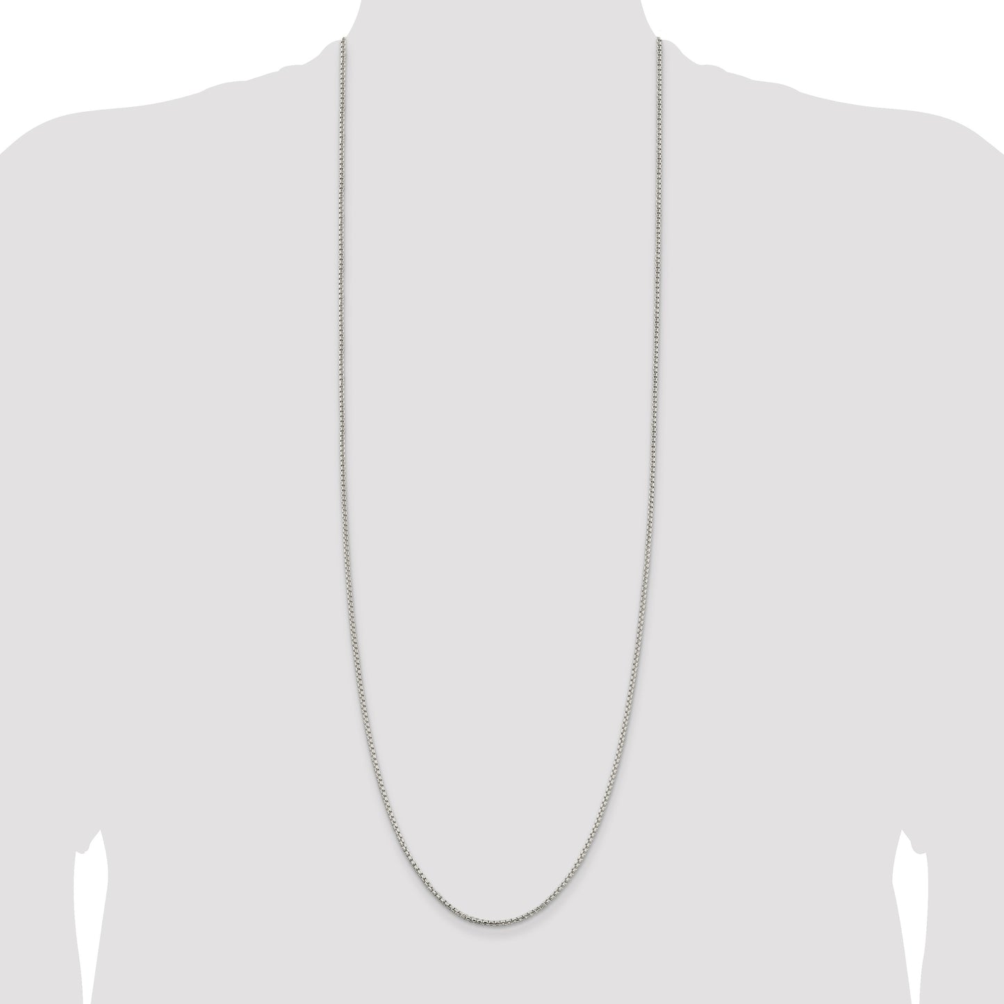Sterling Silver 2mm Round Box Chain