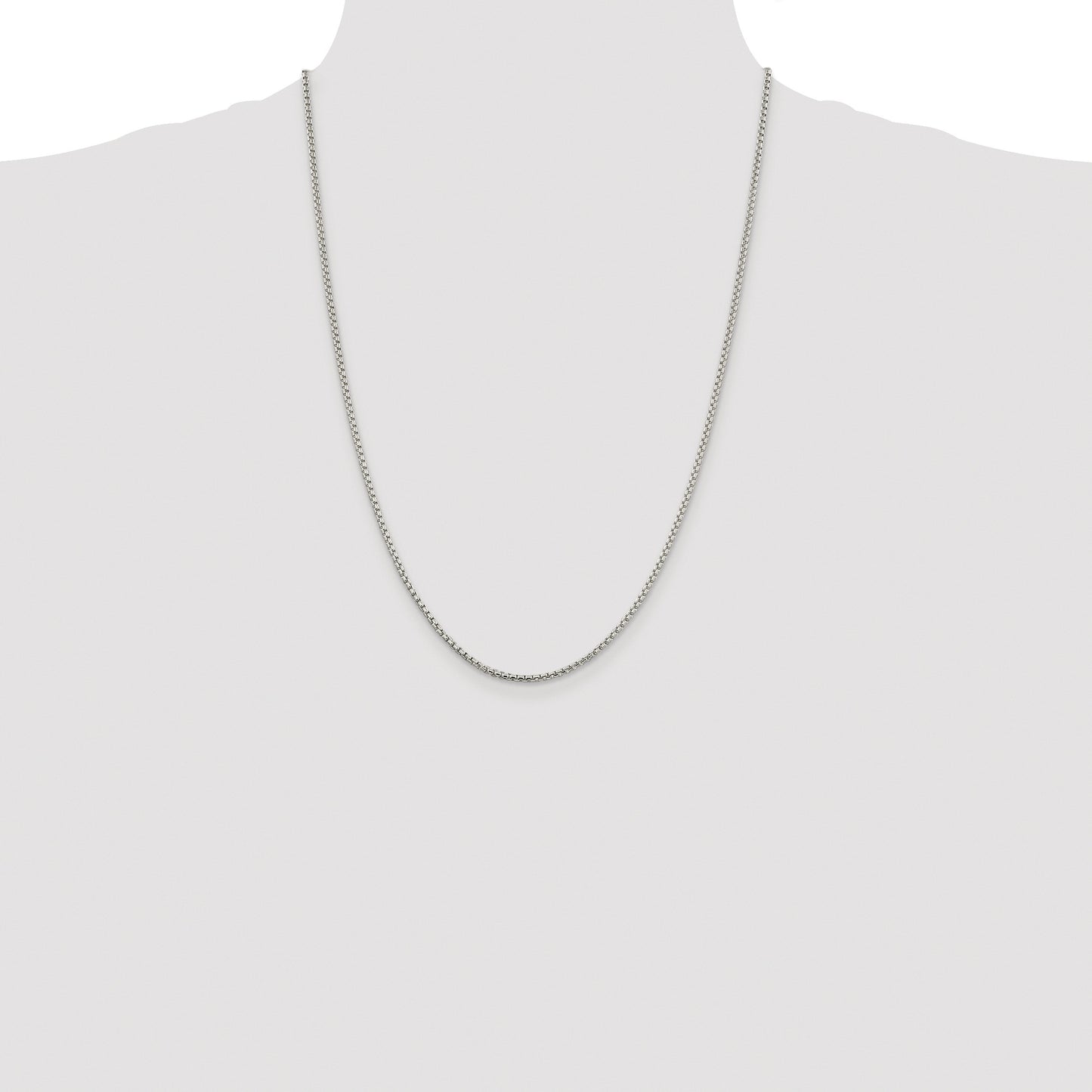 Sterling Silver Rhodium-plated 2mm Round Box Chain