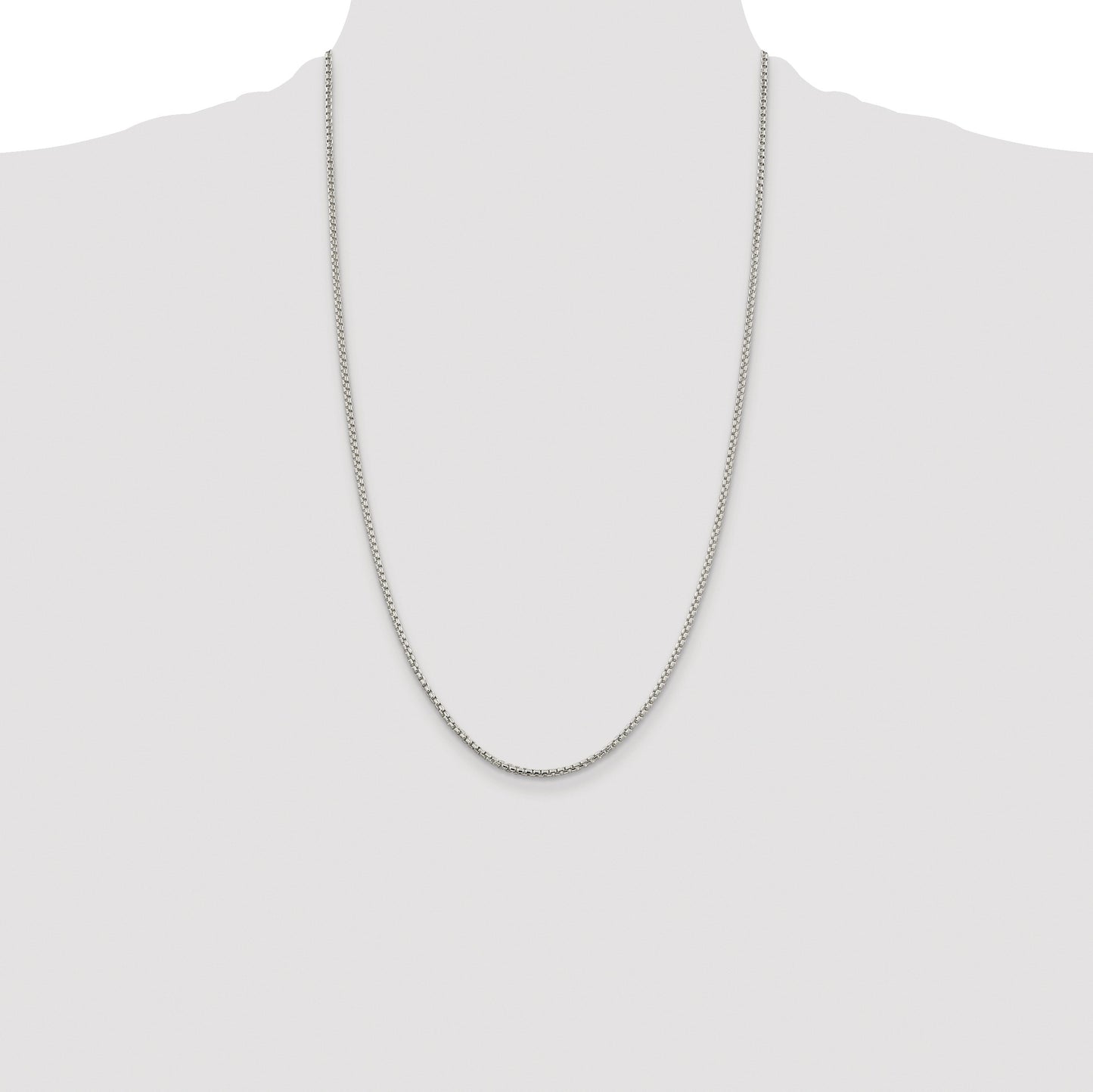 Sterling Silver Rhodium-plated 2mm Round Box Chain