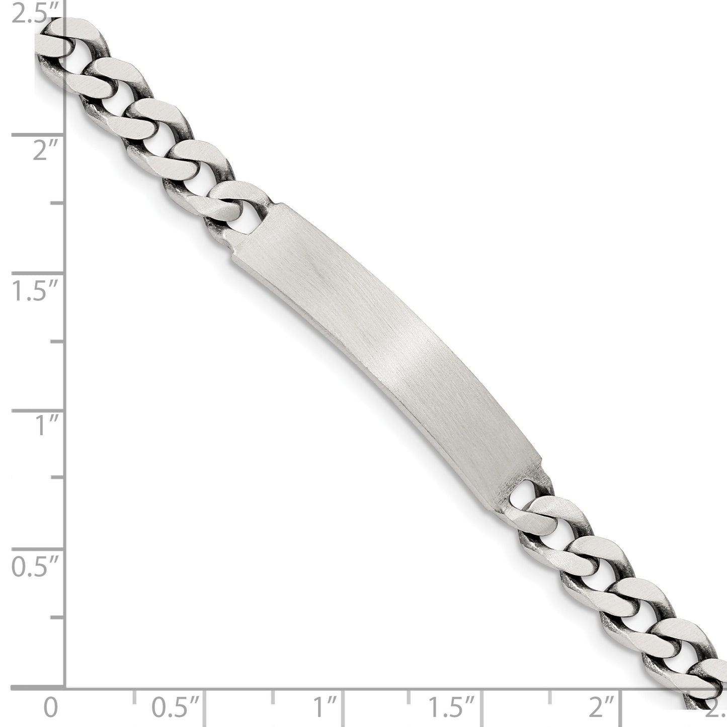Sterling Silver 8inch Engraveable Antiqued Curb Link ID Bracelet